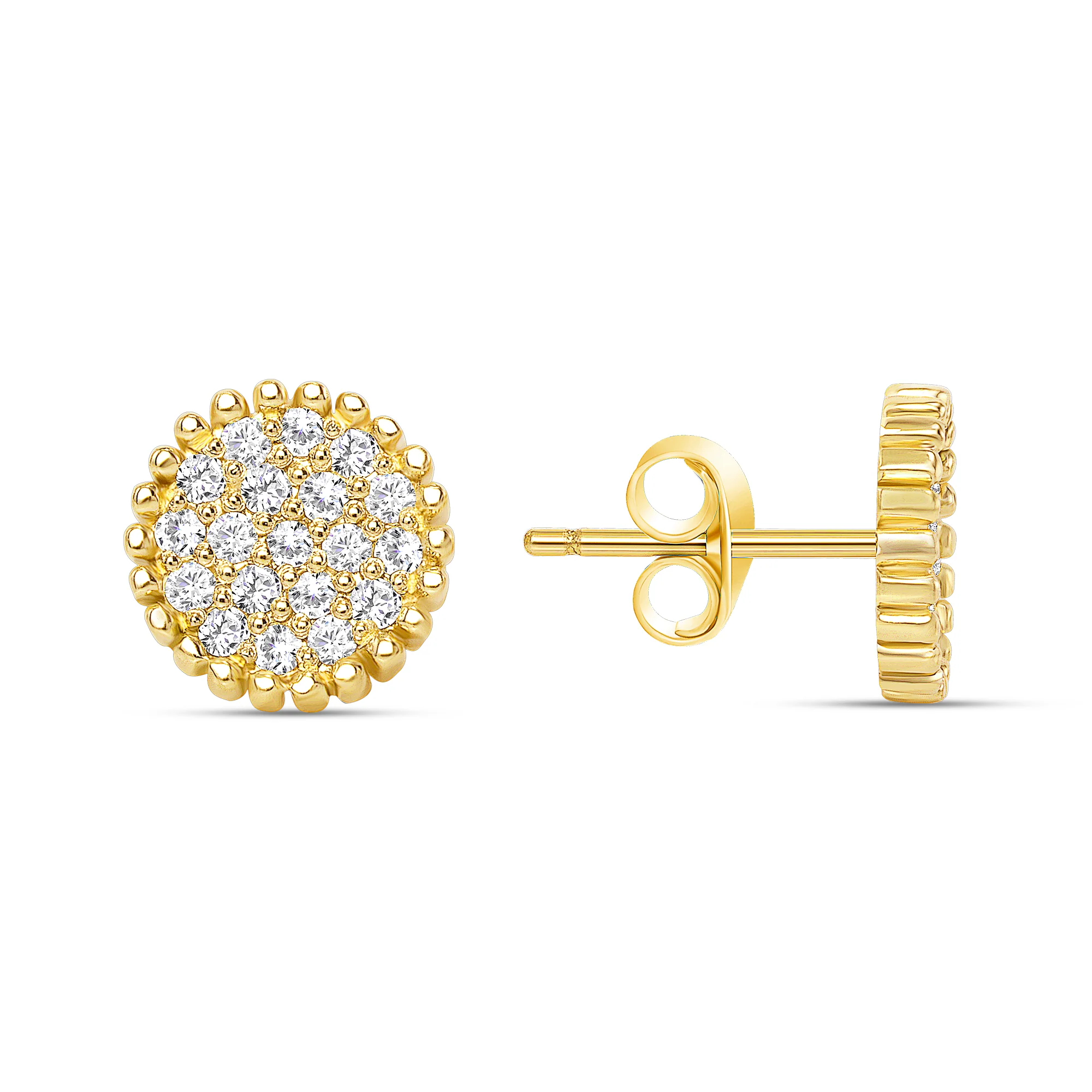 0.25cttw Round Natural Diamond Pave Stud Earrings Set - Push Back - Image 2