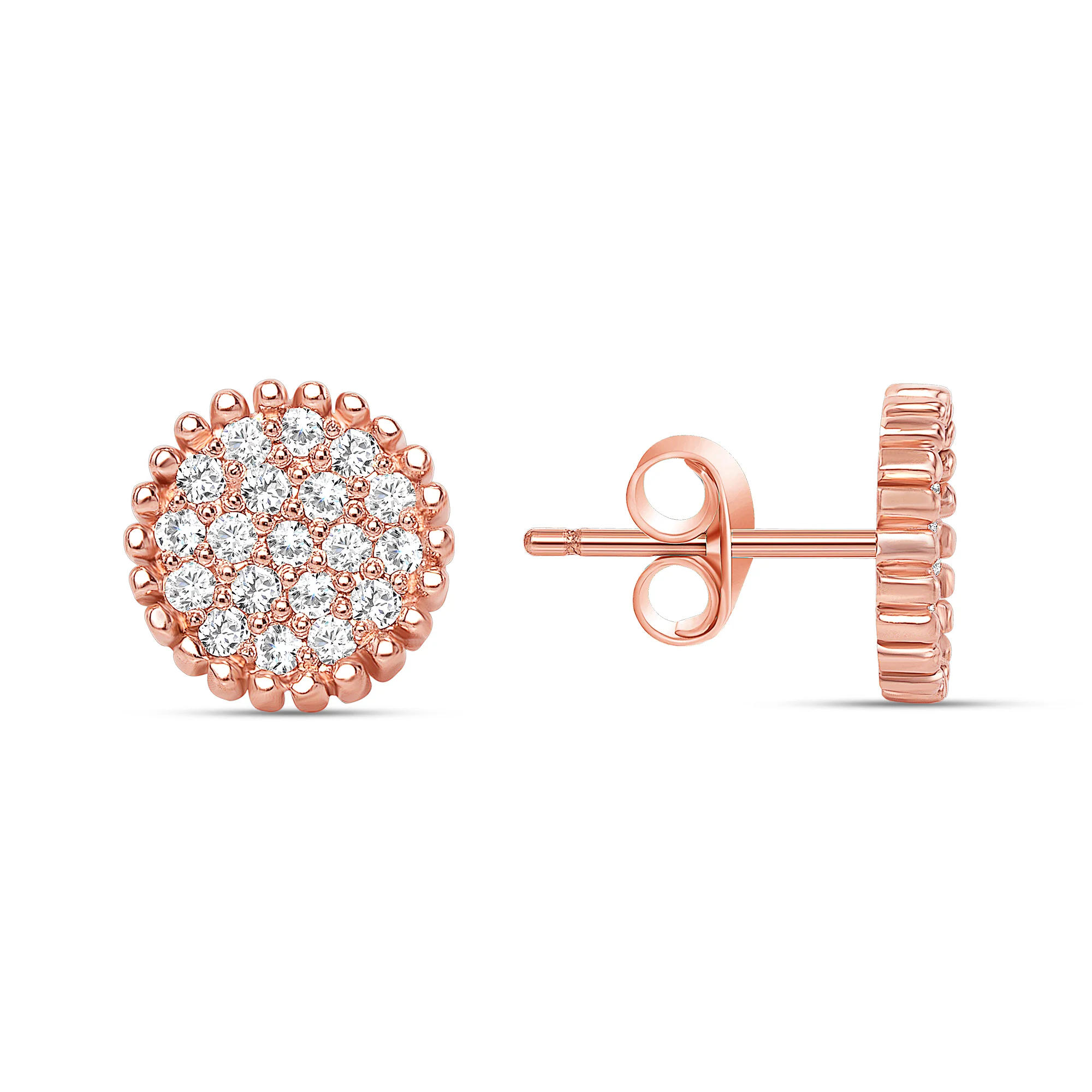 0.25cttw Round Natural Diamond Pave Stud Earrings Set - Push Back - Image 3