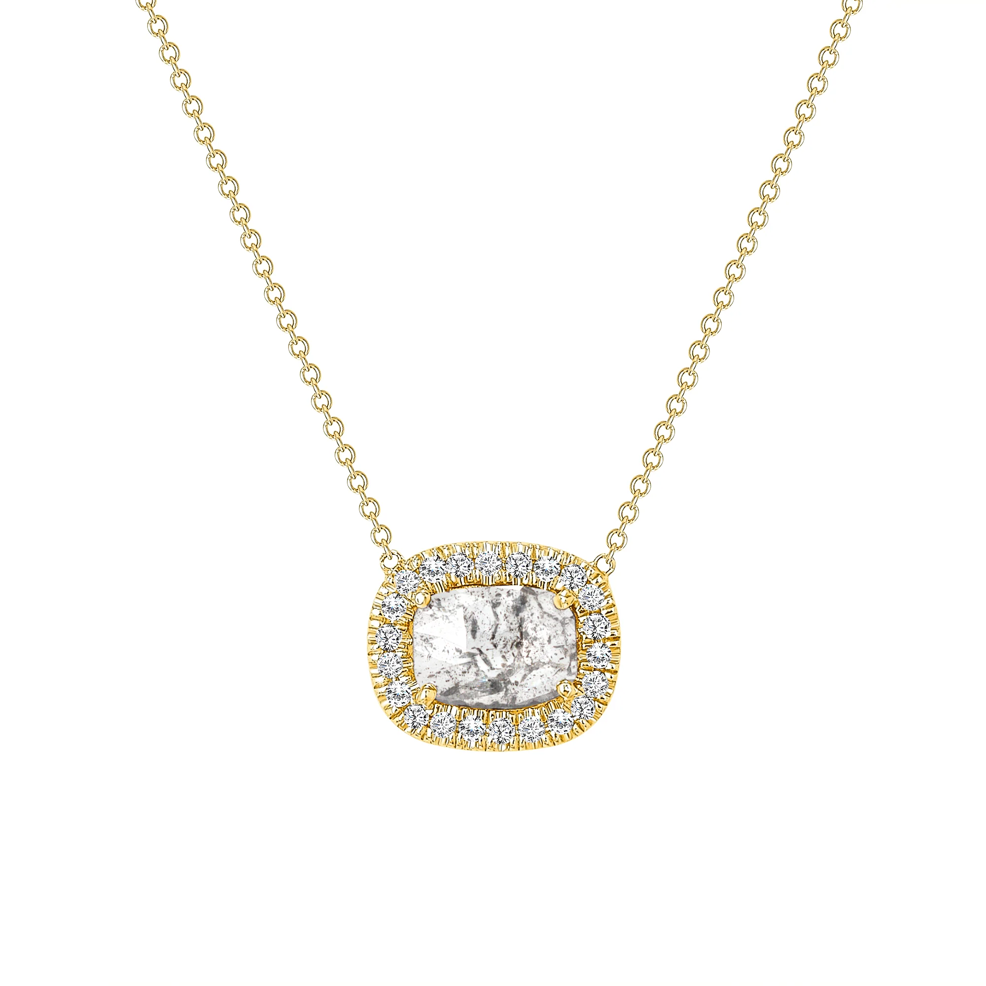 0.35cttw Cushion Cut Natural Diamond Halo Pendant Necklace - Image 2