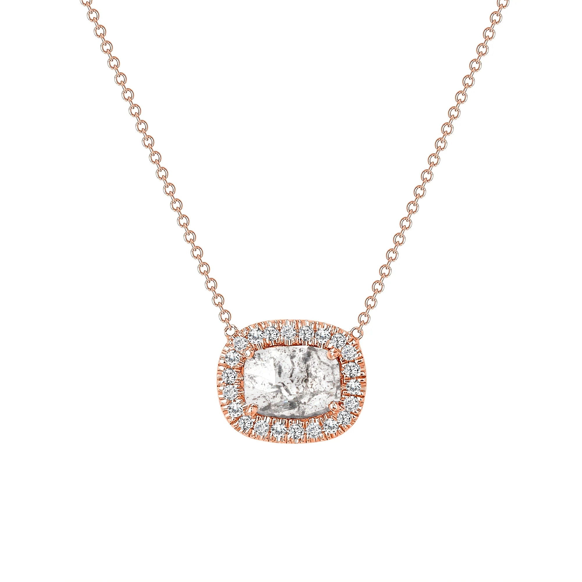 0.35cttw Cushion Cut Natural Diamond Halo Pendant Necklace - Image 3