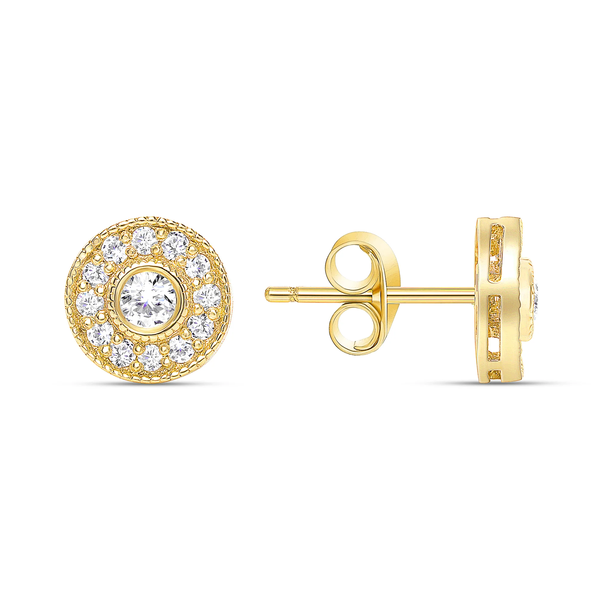 0.40cttw Round Cut Natural Diamond Halo Stud Earrings - Push-Backs - Image 2