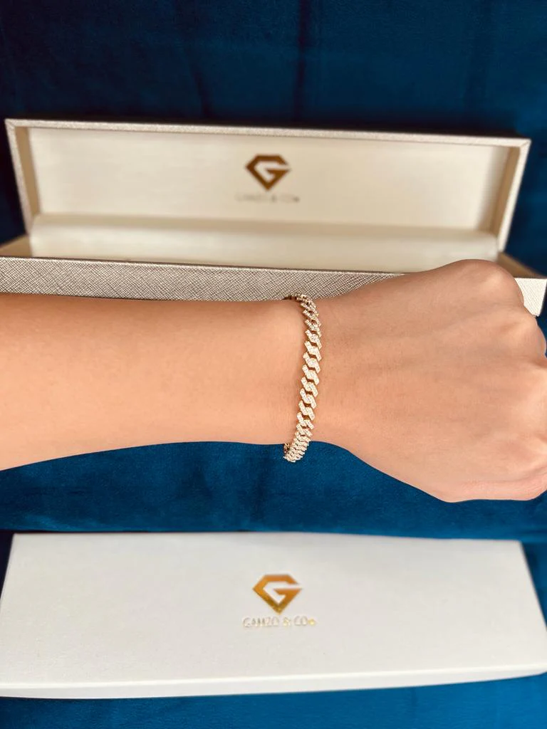 2 Carat 14k Gold Natural Diamond Cuban Bracelet, Iced Out Cuban, VS Clarity - Image 2
