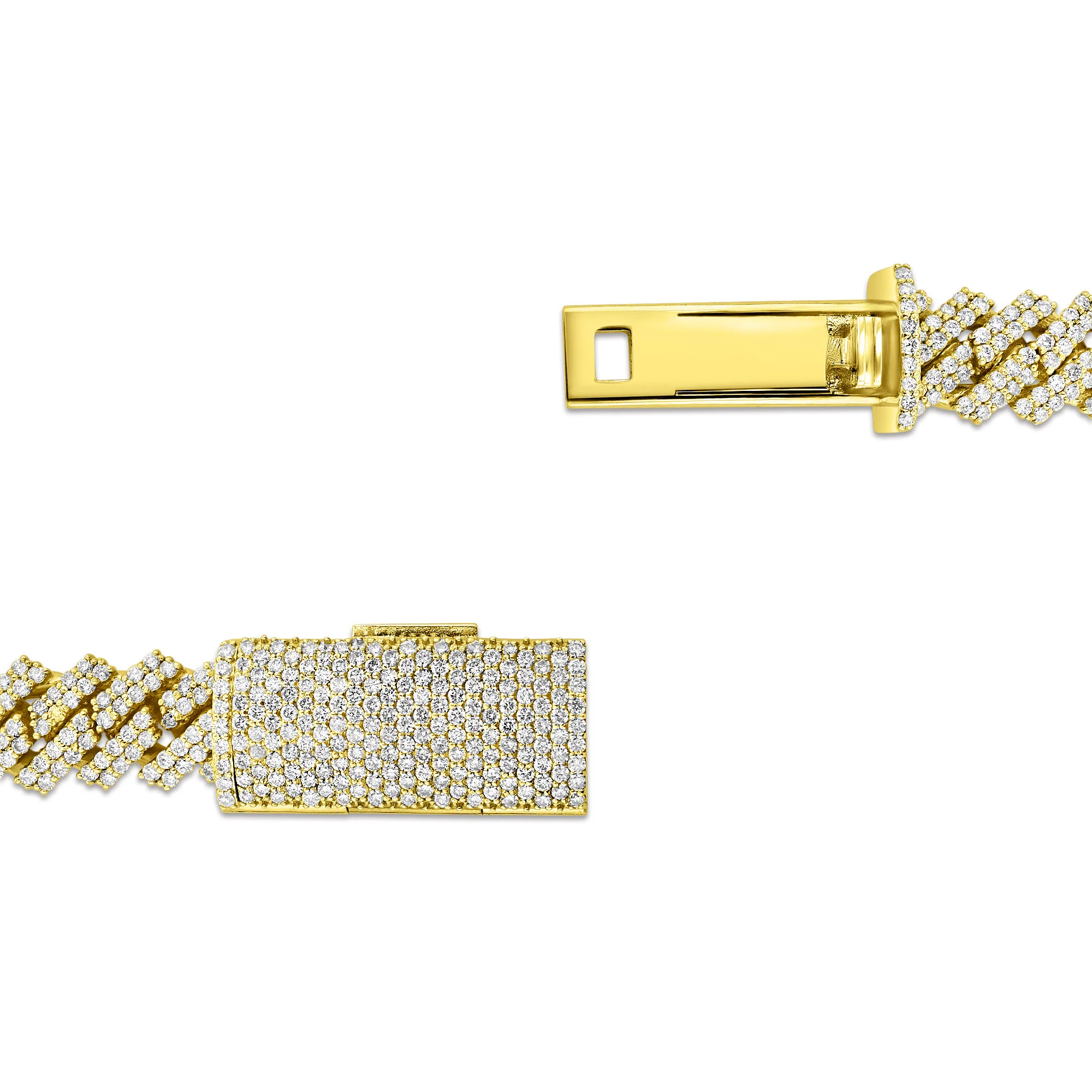 14k Yellow Gold Natural Diamond Cuban Bracelet - Image 2