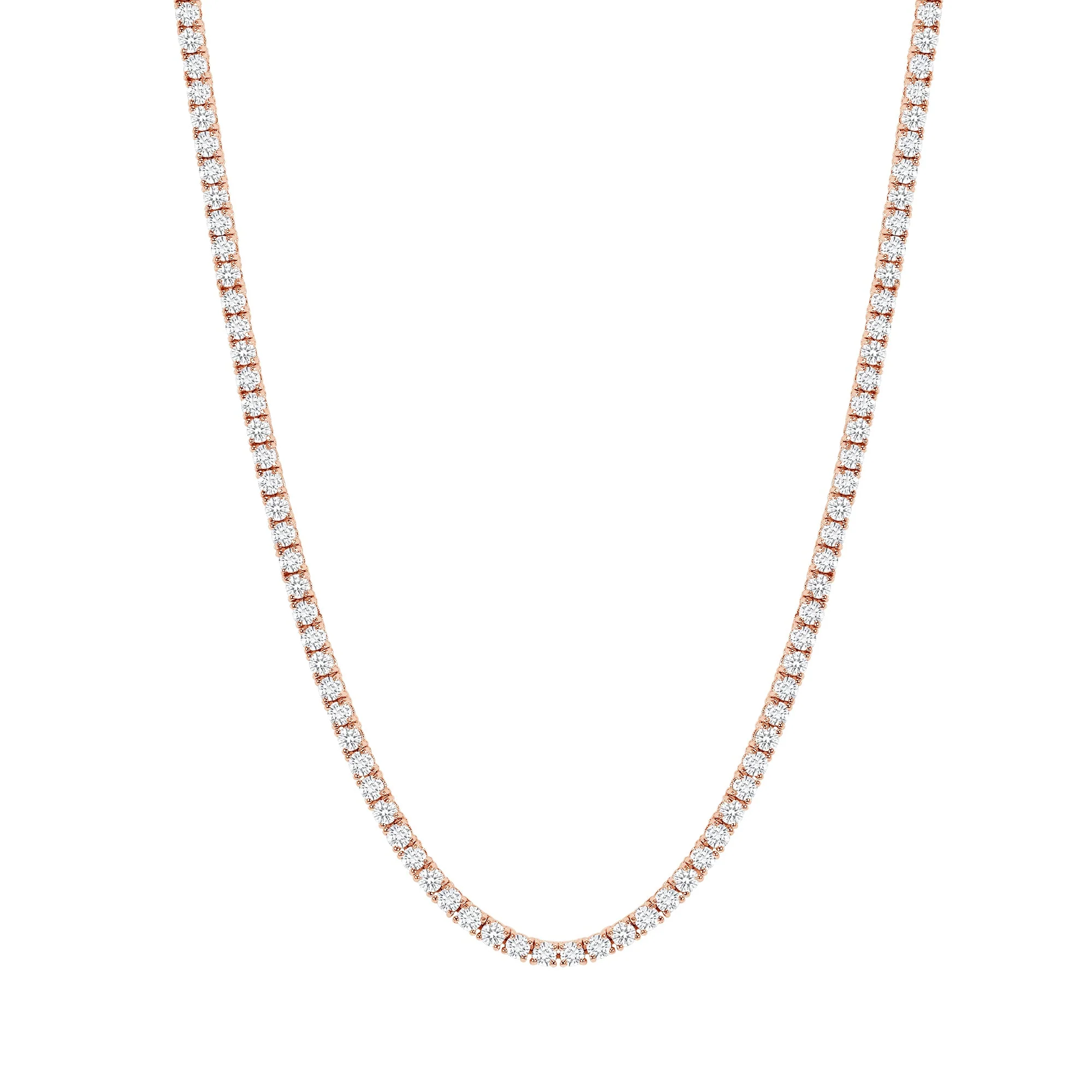 Classic Diamond Tennis Necklace - Round Natural Diamonds - Image 3
