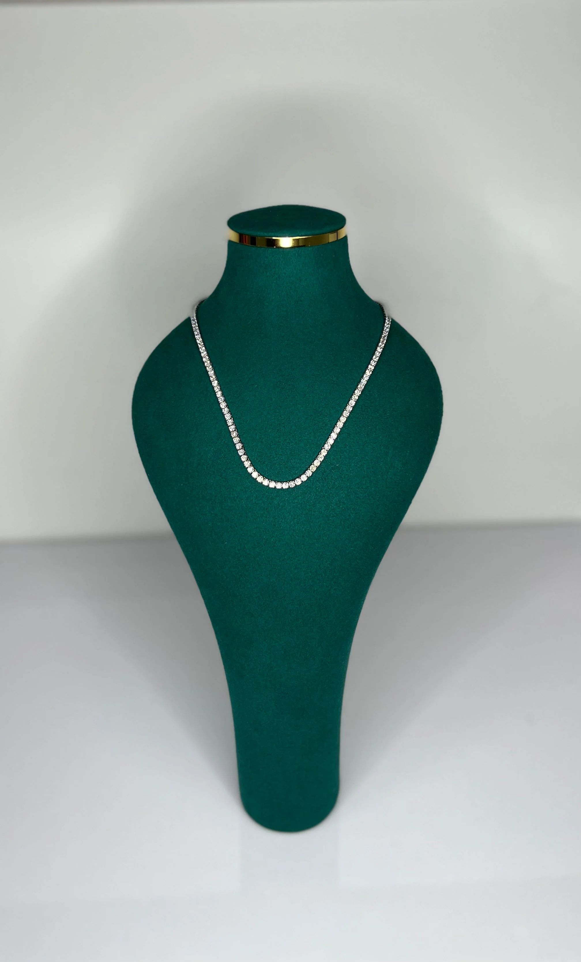 Classic Diamond Tennis Necklace - Round Natural Diamonds - Image 4