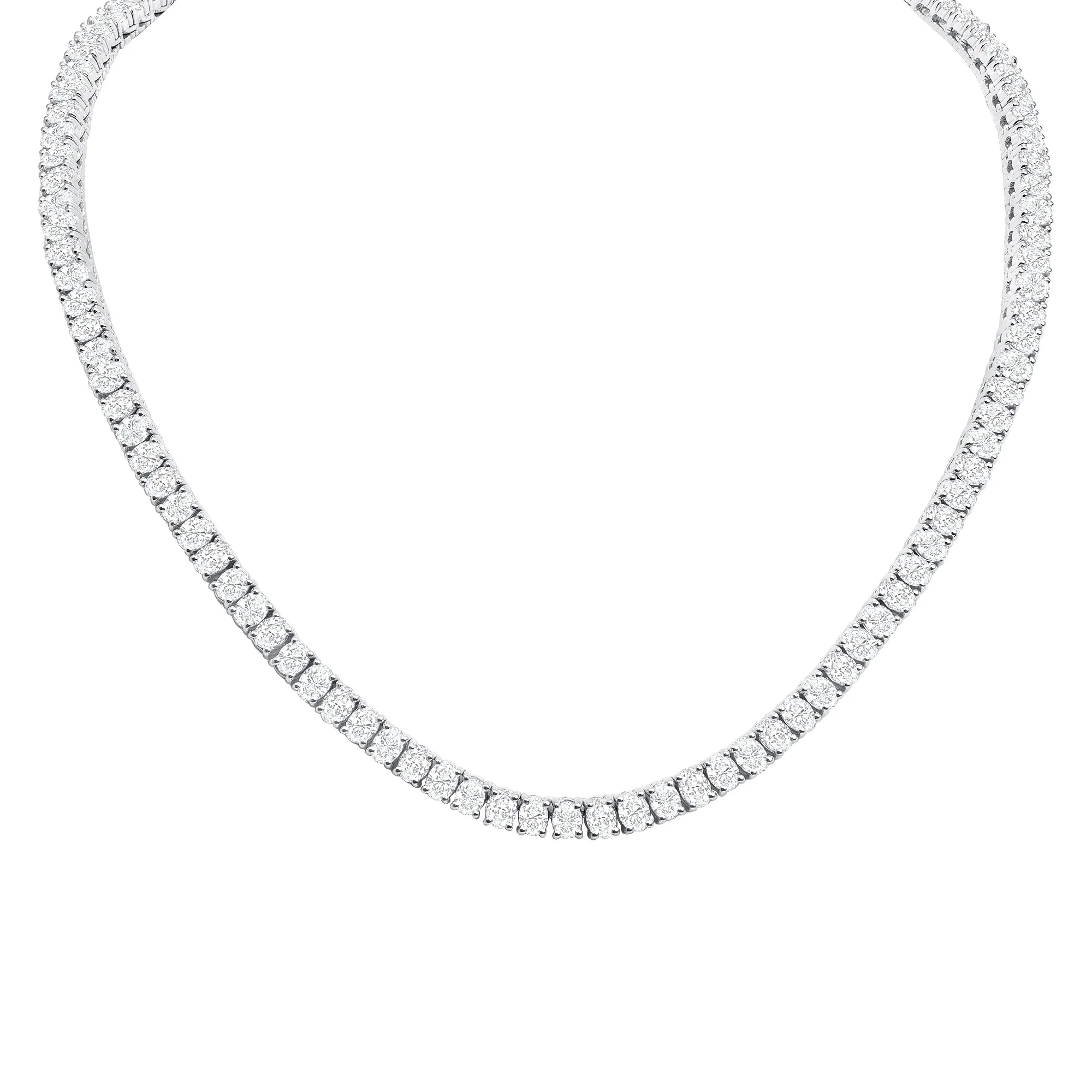 18k Gold Oval Cut Diamond Tennis Necklace
