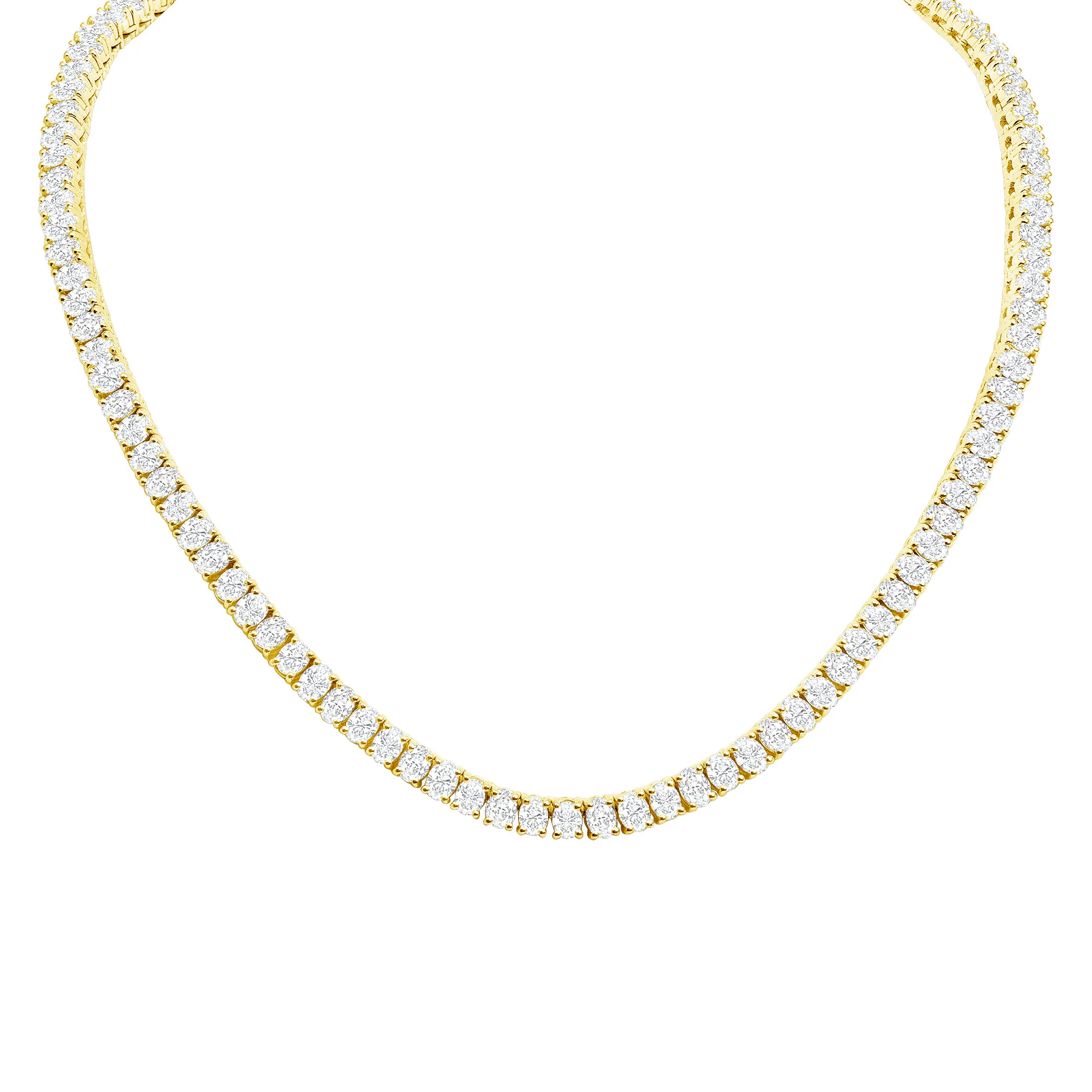 18k Gold Oval Cut Diamond Tennis Necklace - Image 2
