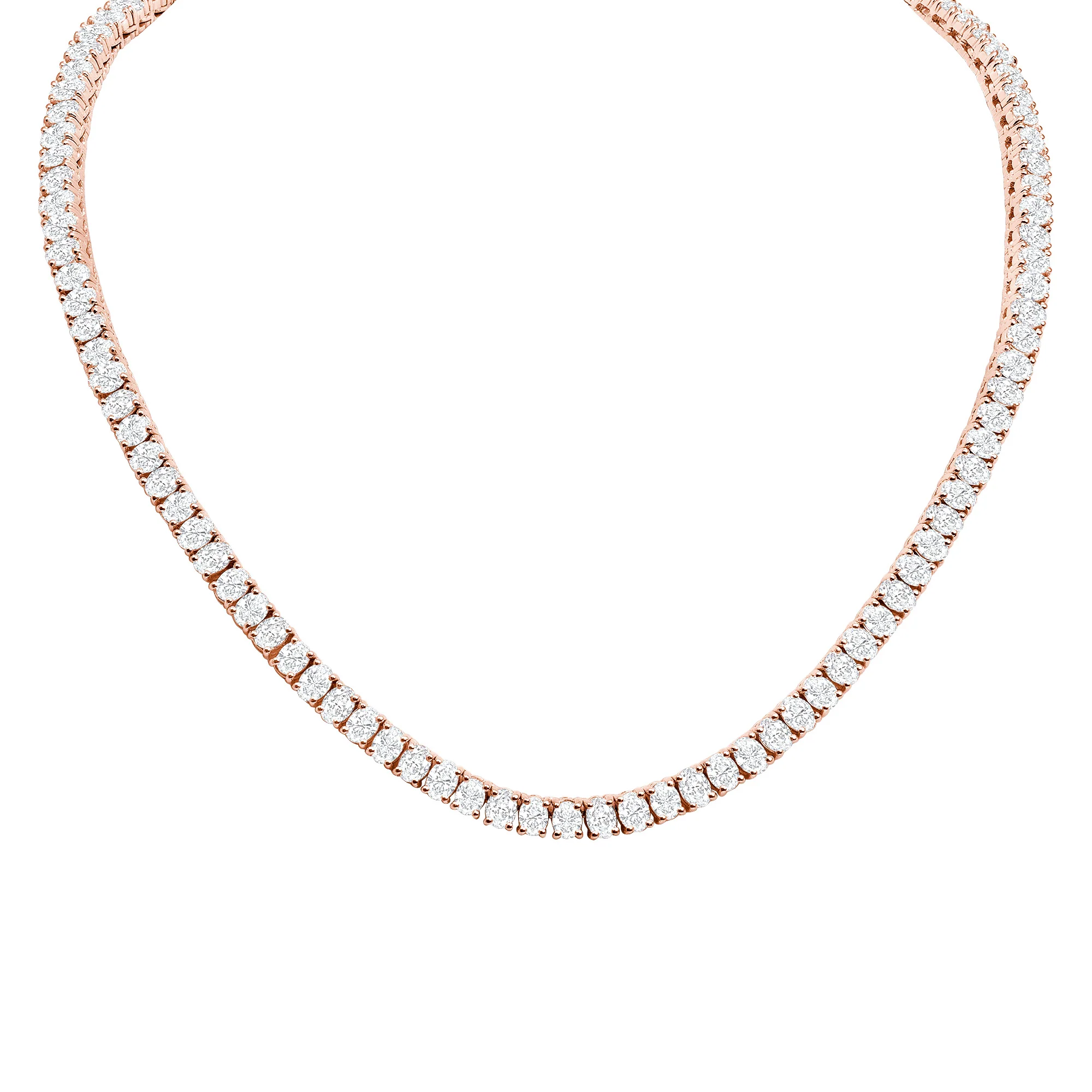 18k Gold Oval Cut Diamond Tennis Necklace - Image 3