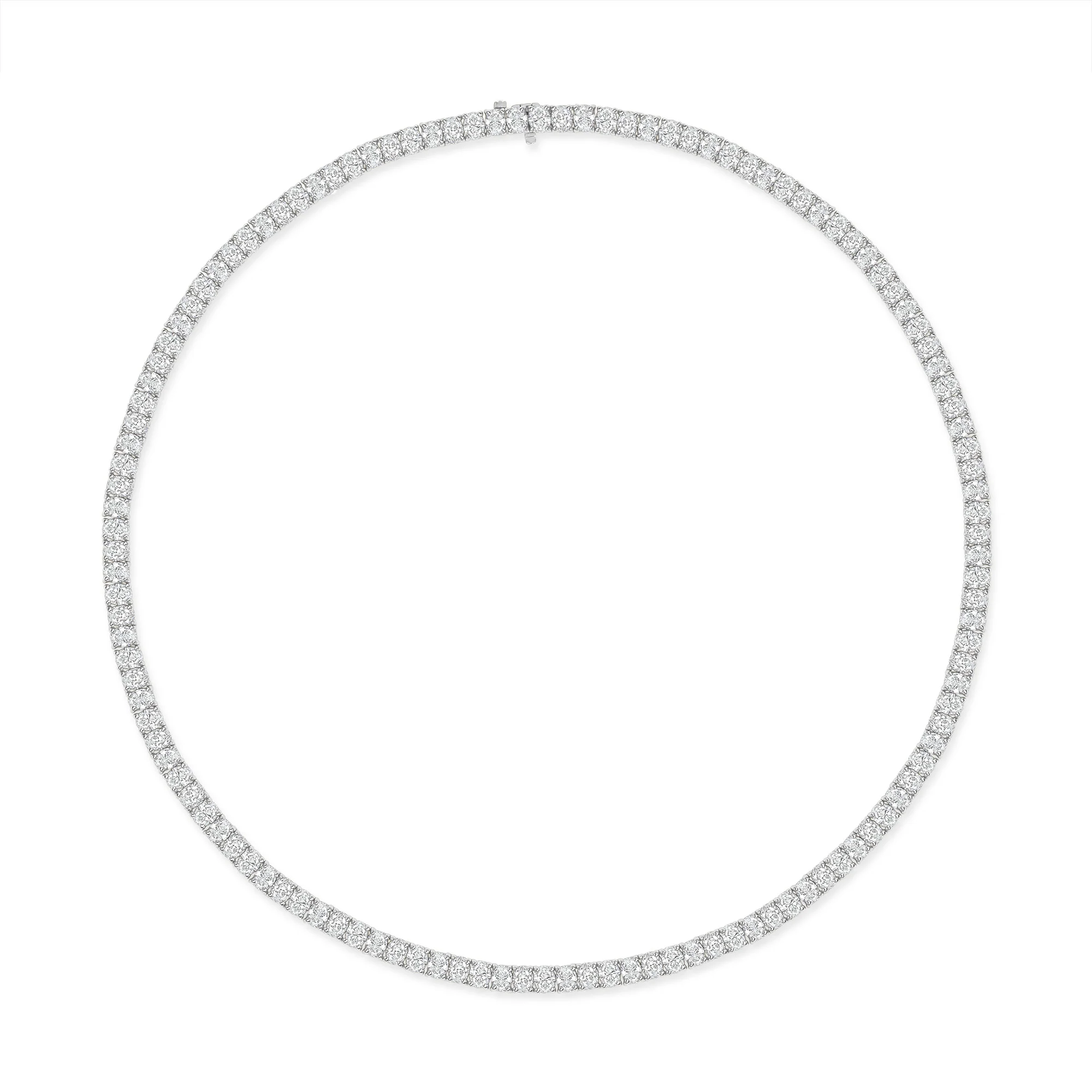 18k Gold Oval Cut Diamond Tennis Necklace - Image 4