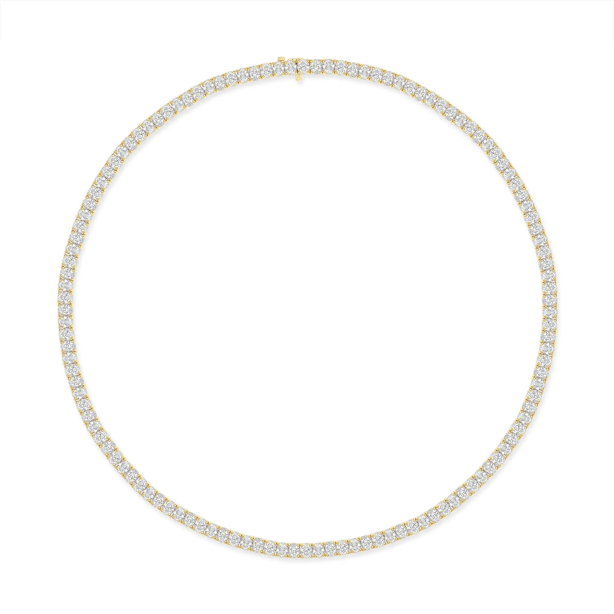 18k Gold Oval Cut Diamond Tennis Necklace - Image 5
