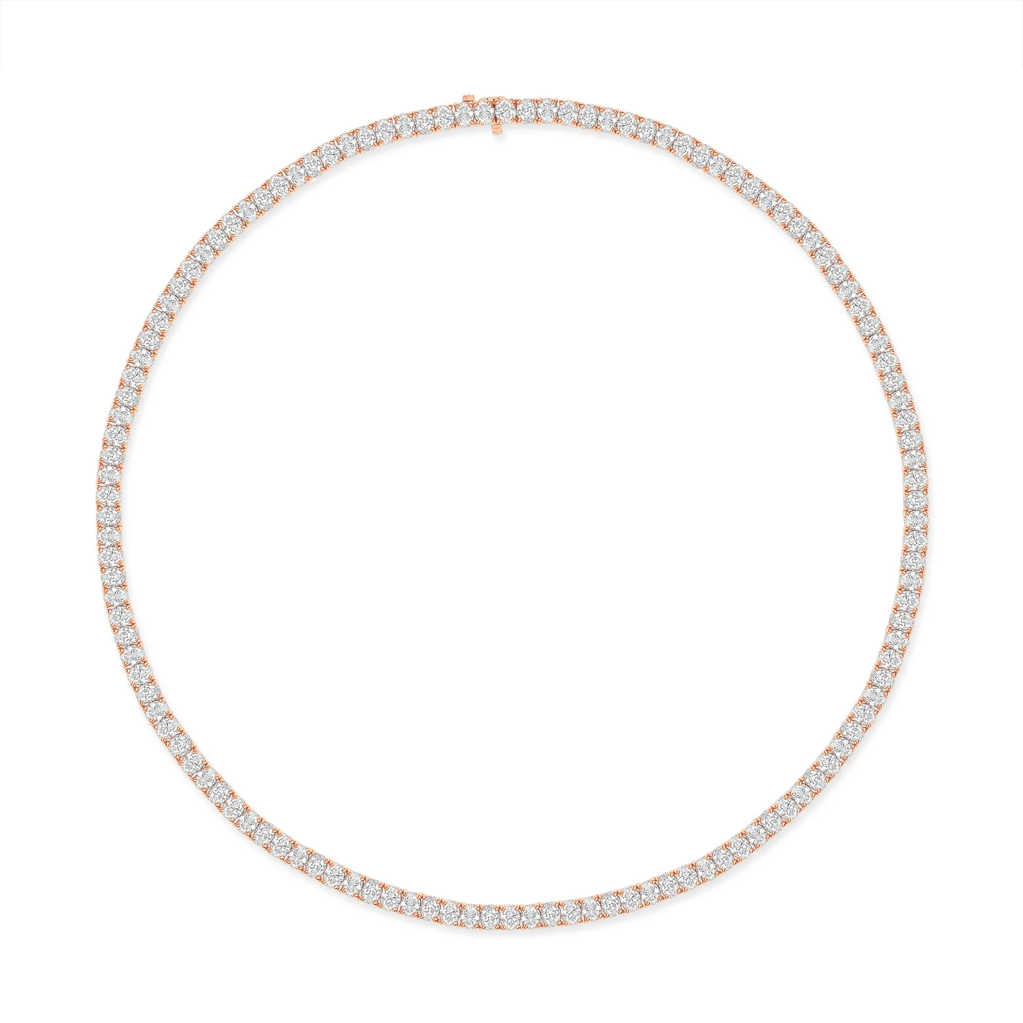 18k Gold Oval Cut Diamond Tennis Necklace - Image 6