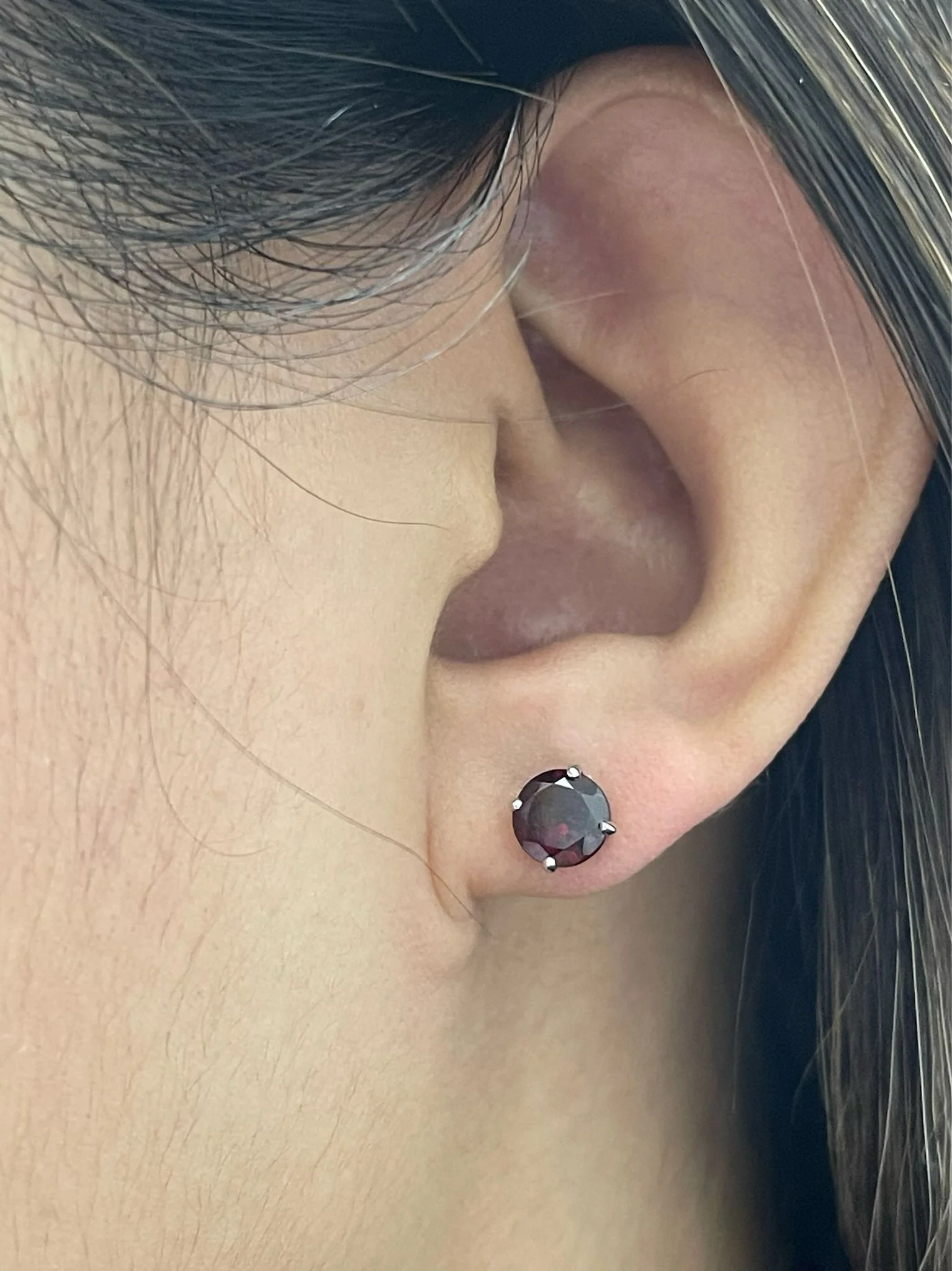 2.00cttw Deep Red Garnet Natural Gemstone Stud Earrings 14k Gold Push-Backs - Image 2