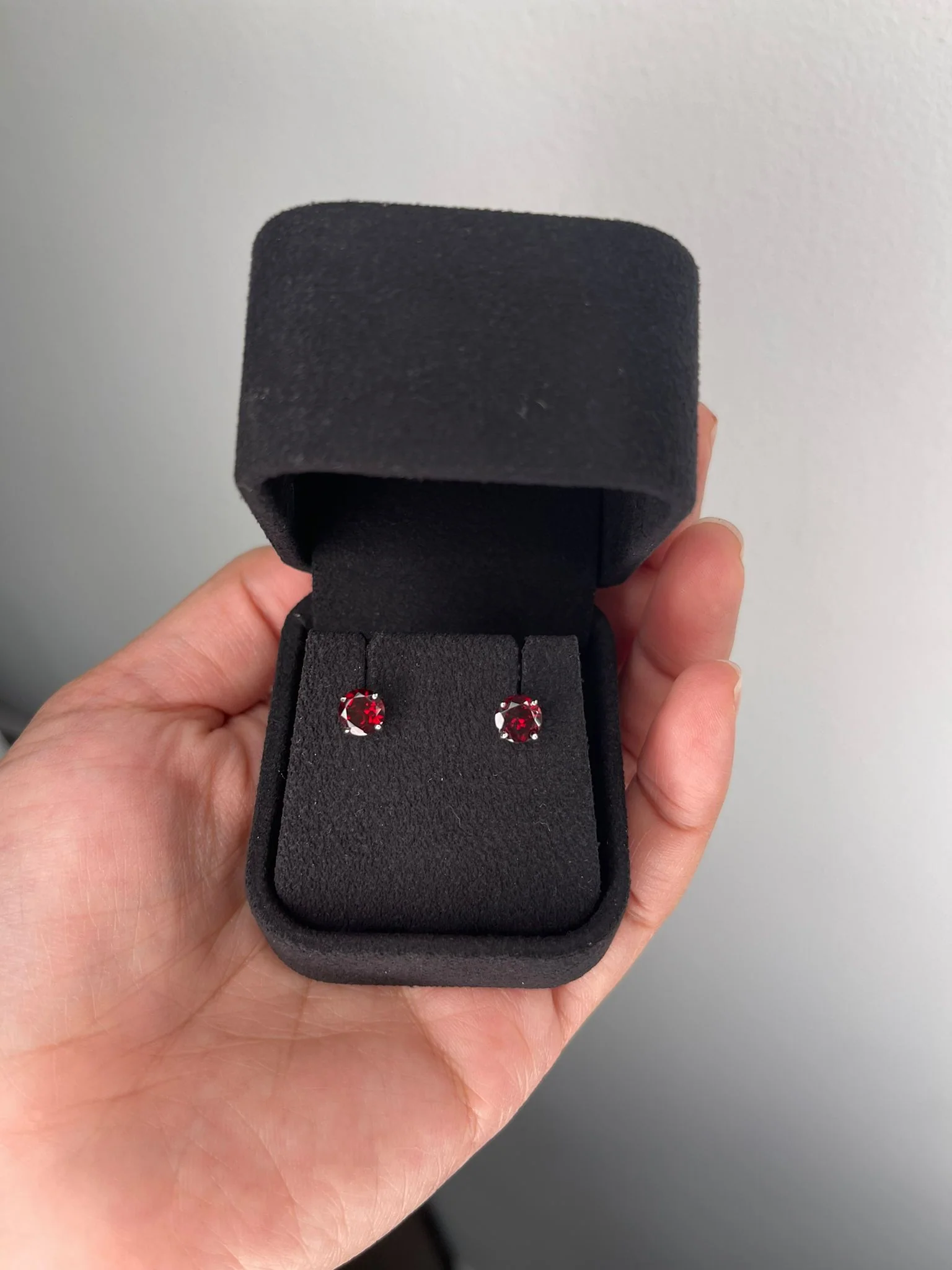 2.00cttw Deep Red Garnet Natural Gemstone Stud Earrings 14k Gold Push-Backs - Image 3