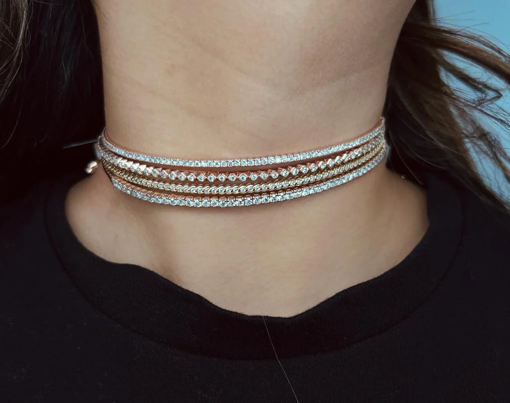 2 Carat Choker Diamond 14k Gold Necklace - Image 3
