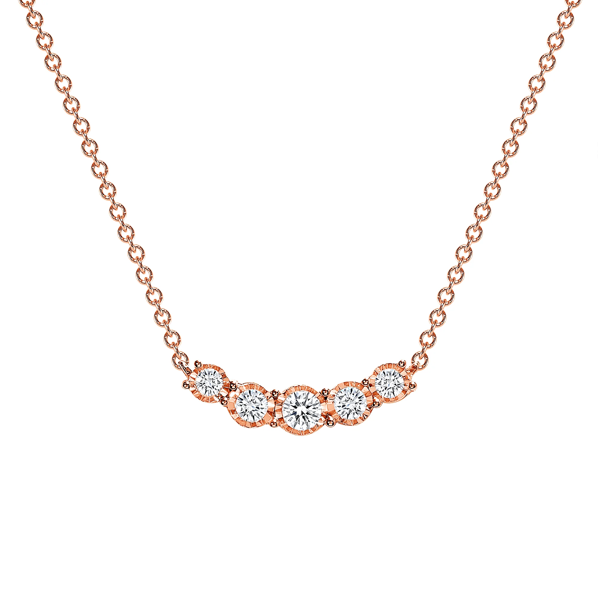 5 Stone Natural Diamond Pendant Necklace - Image 3