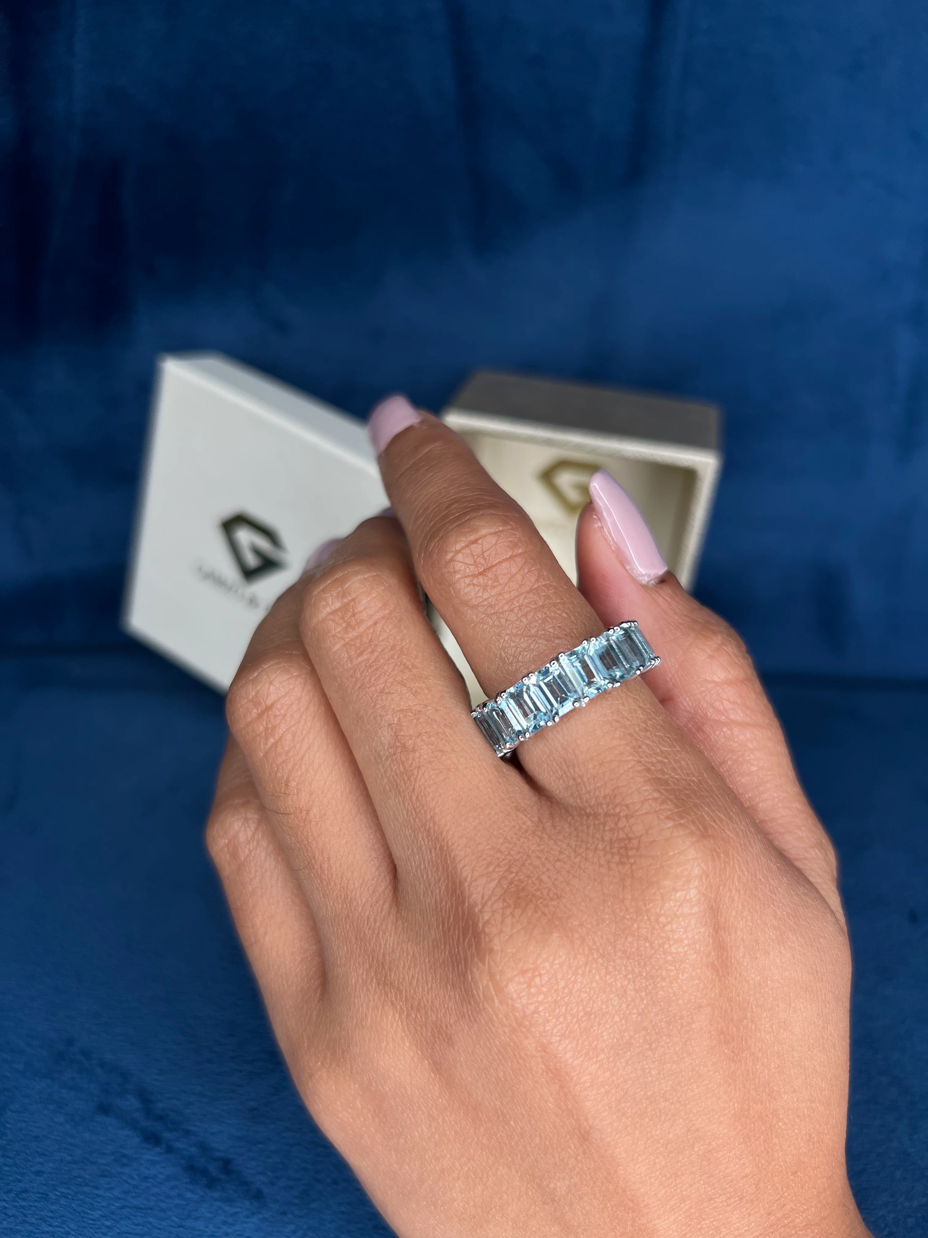 Topaz Eternity Band. Gemstone Ring - Image 3