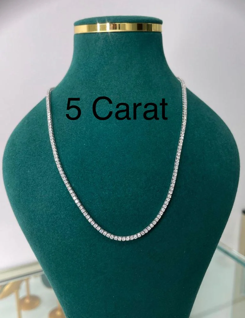 15 Carats Classic Lab Grown Diamond Tennis Necklace - Round Cut Lab Grown Diamonds - Image 5