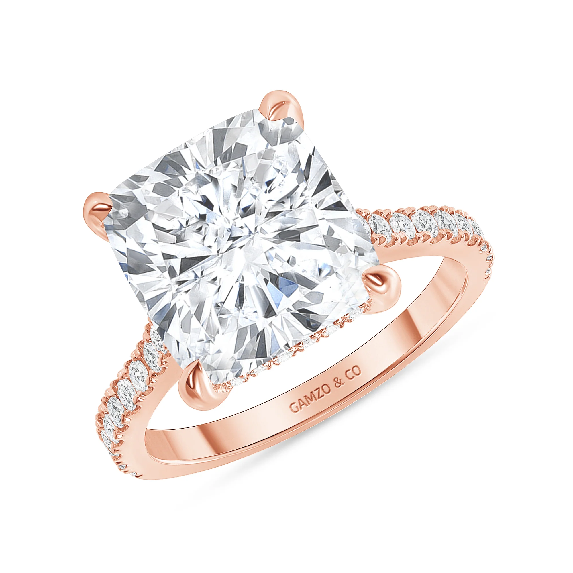 Cushion Cut Natural Diamond Engagement Ring. Hidden Halo (GIA Certified) - Image 3