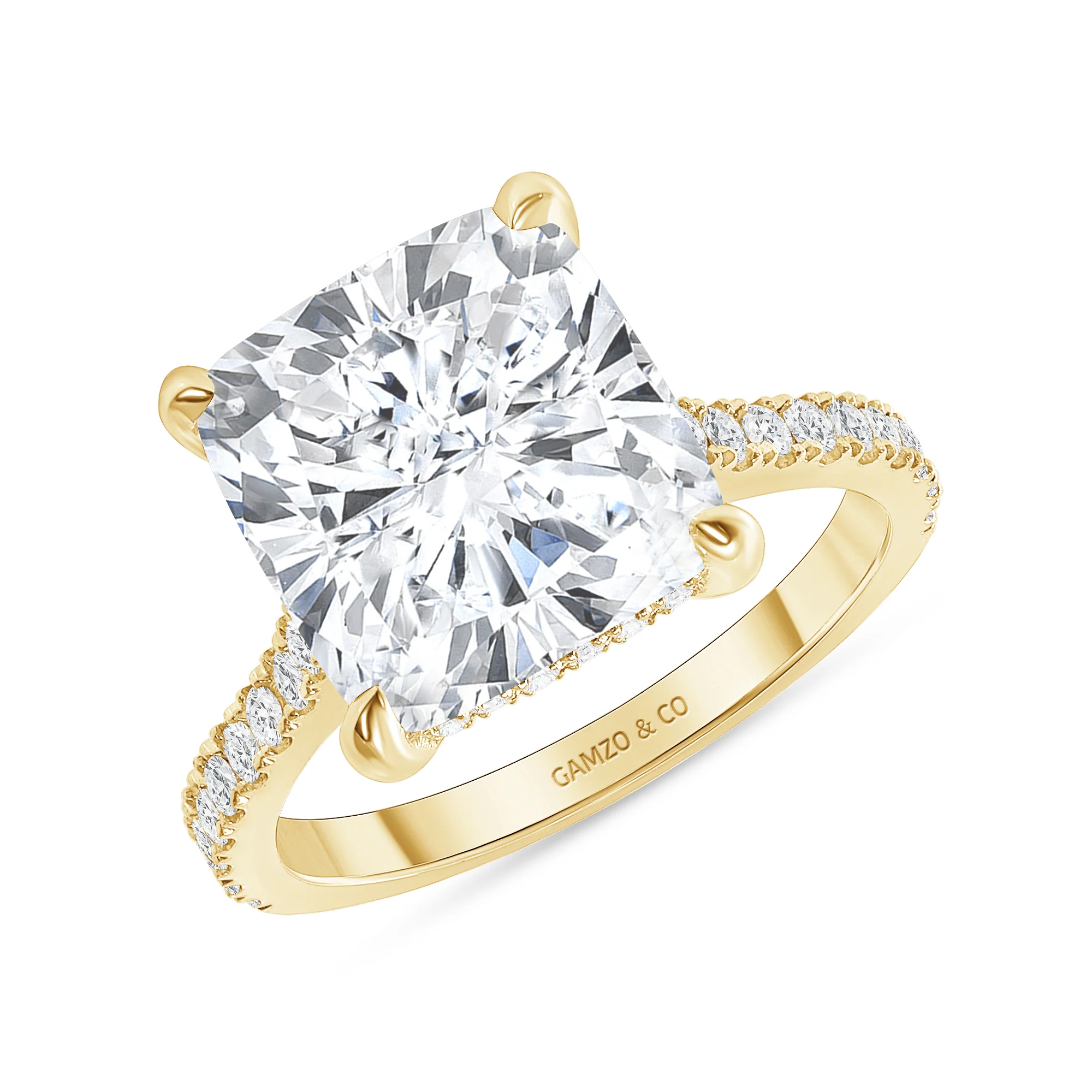 Cushion Cut Natural Diamond Engagement Ring. Hidden Halo (GIA Certified) - Image 4