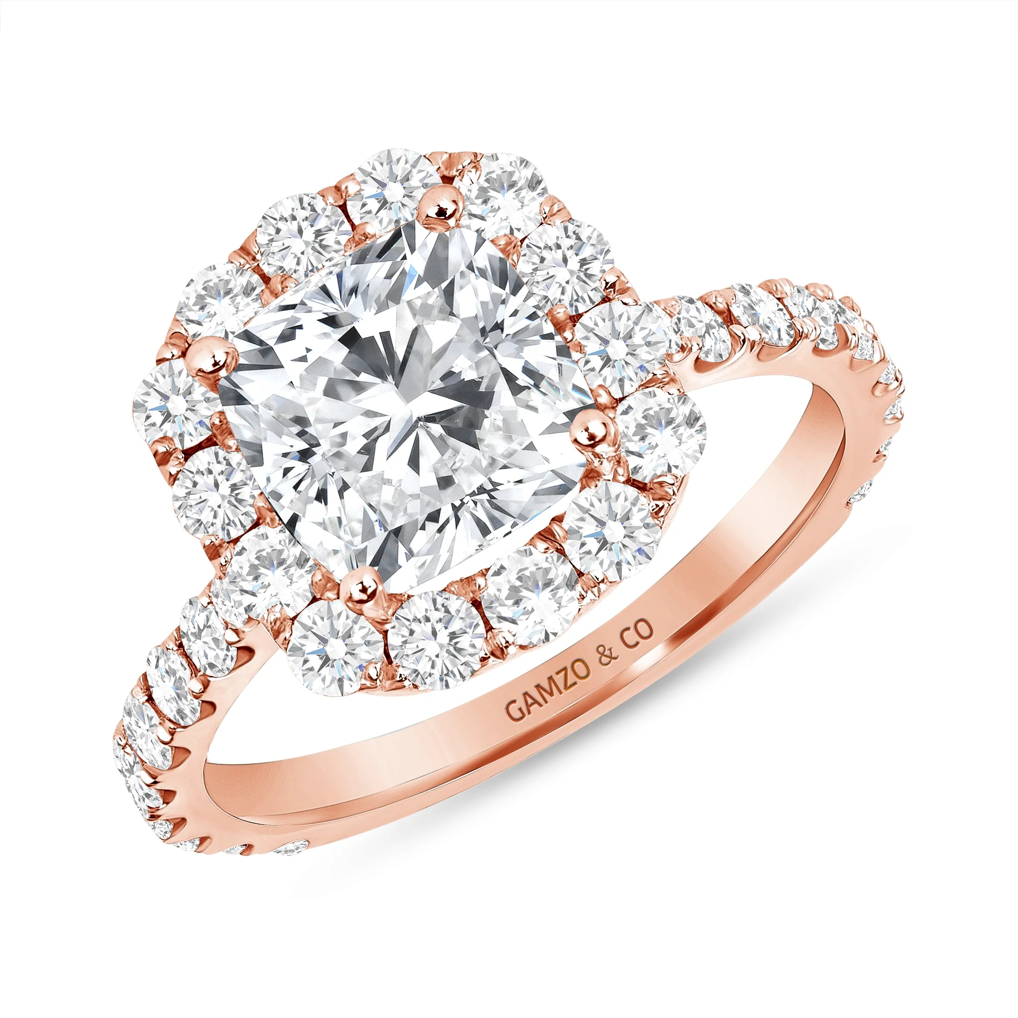 Cushion Cut Natural Diamond Halo Engagement Ring (GIA Certified) - Image 3