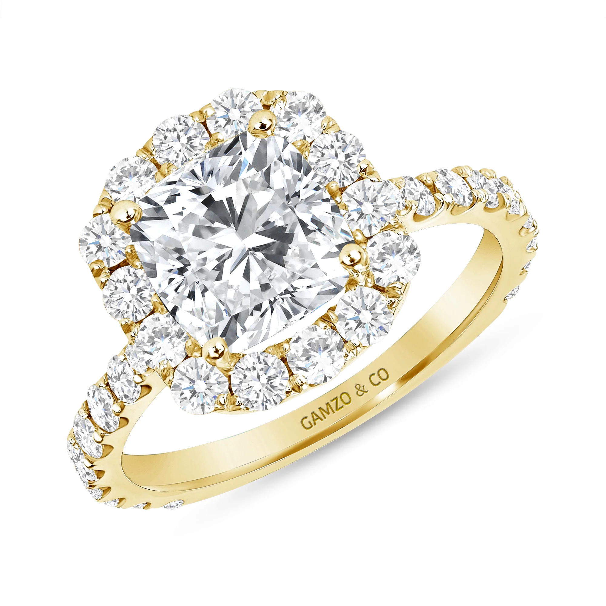 Cushion Cut Natural Diamond Halo Engagement Ring (GIA Certified) - Image 5