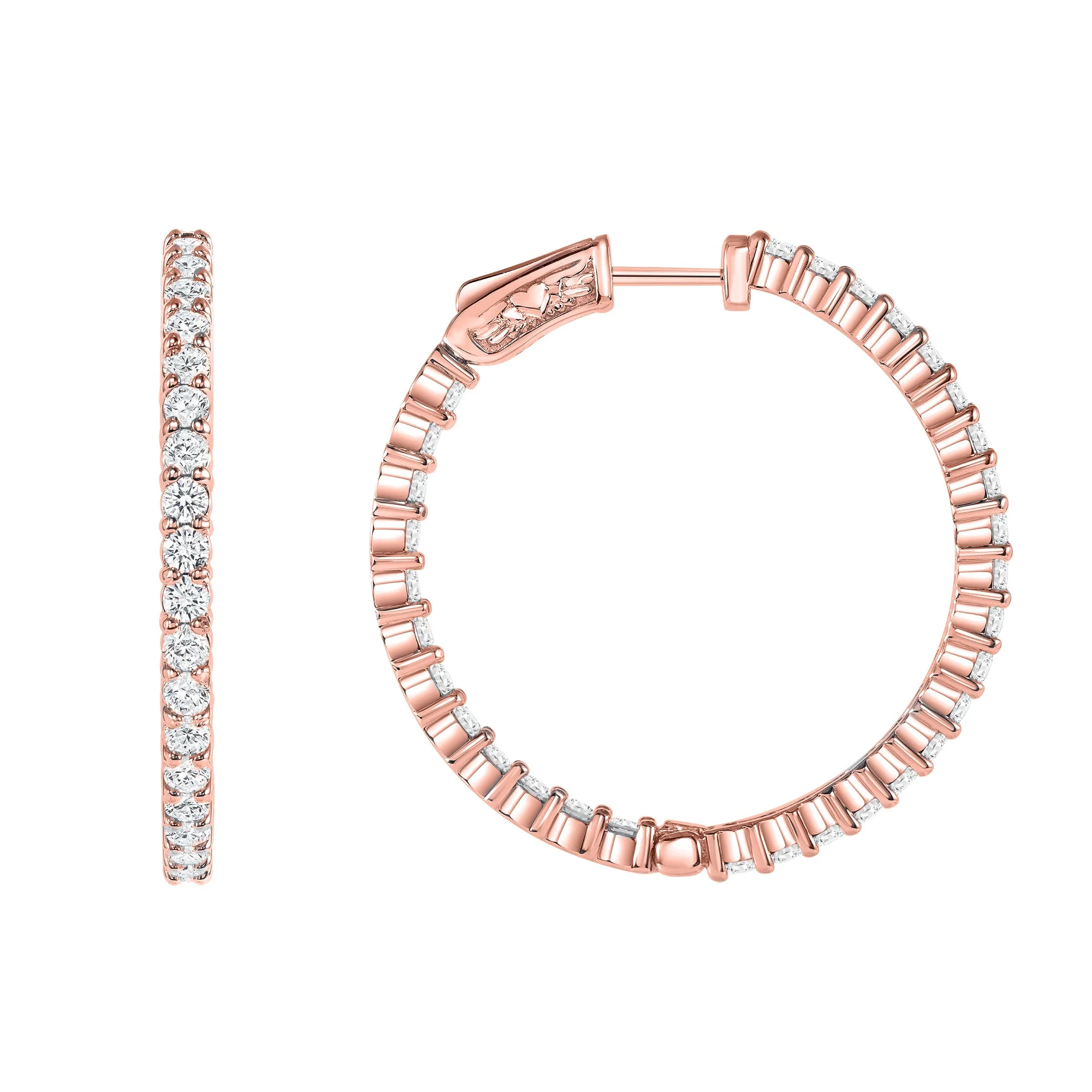 3.00 Carats Lab Grown Round Diamond Eternity Hoop Earrings - Image 3