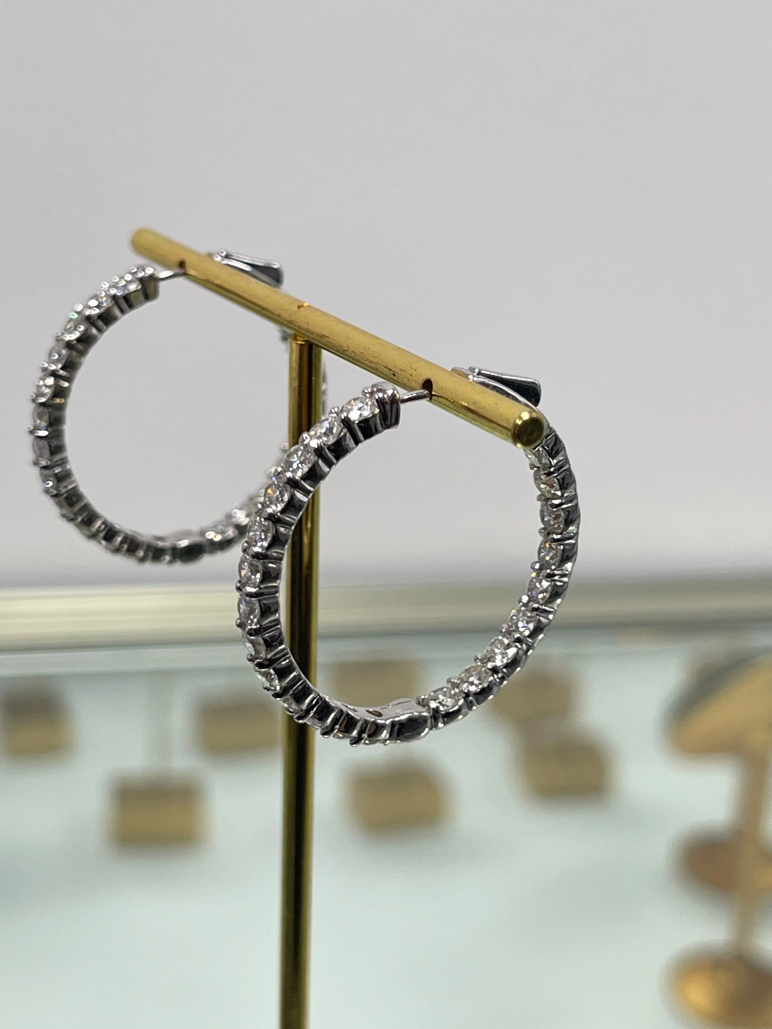 3.00 Carats Lab Grown Round Diamond Eternity Hoop Earrings - Image 5