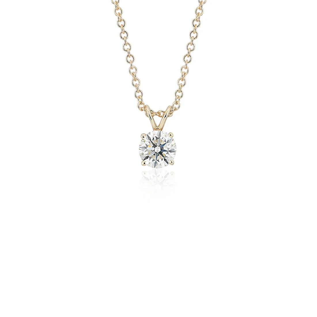 Round Solitaire Pendant Necklace, 14k Diamond Necklace - Image 2