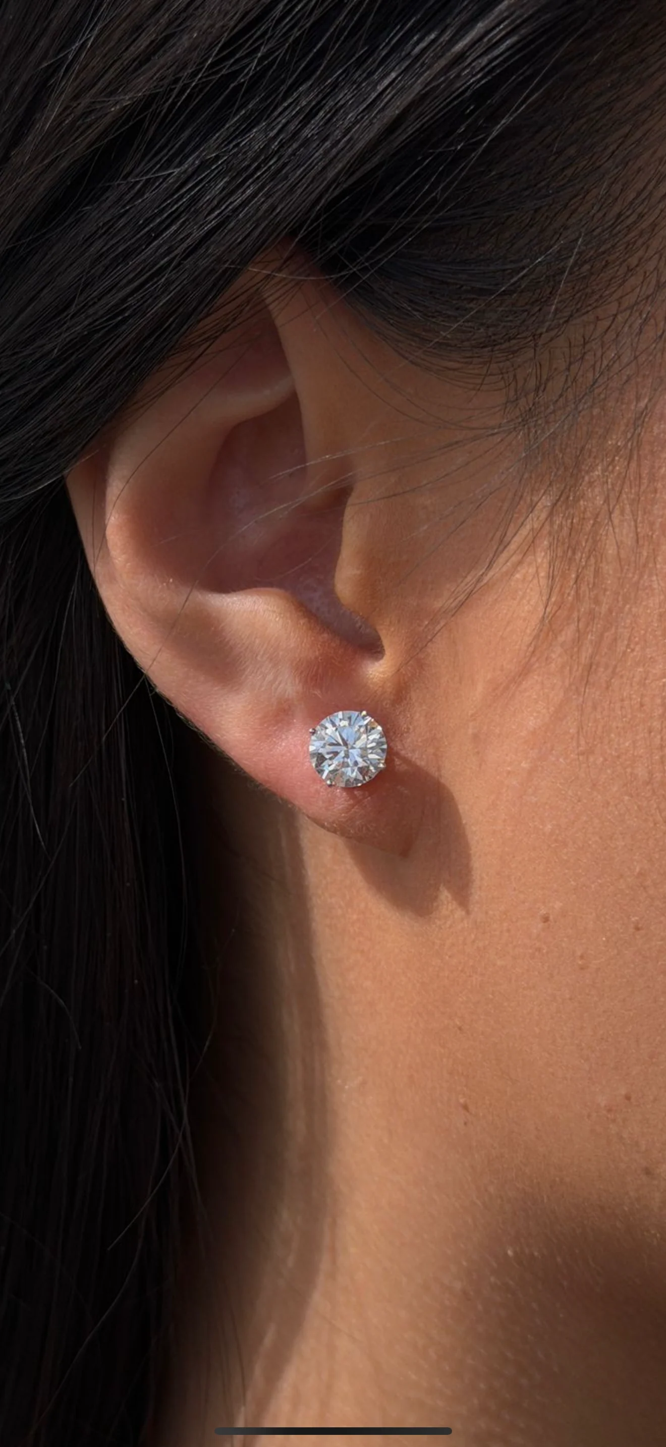 Lab Grown Round Diamond Stud Earrings -  4 Prong Push Back and Screw Back Martini Setting - Image 3