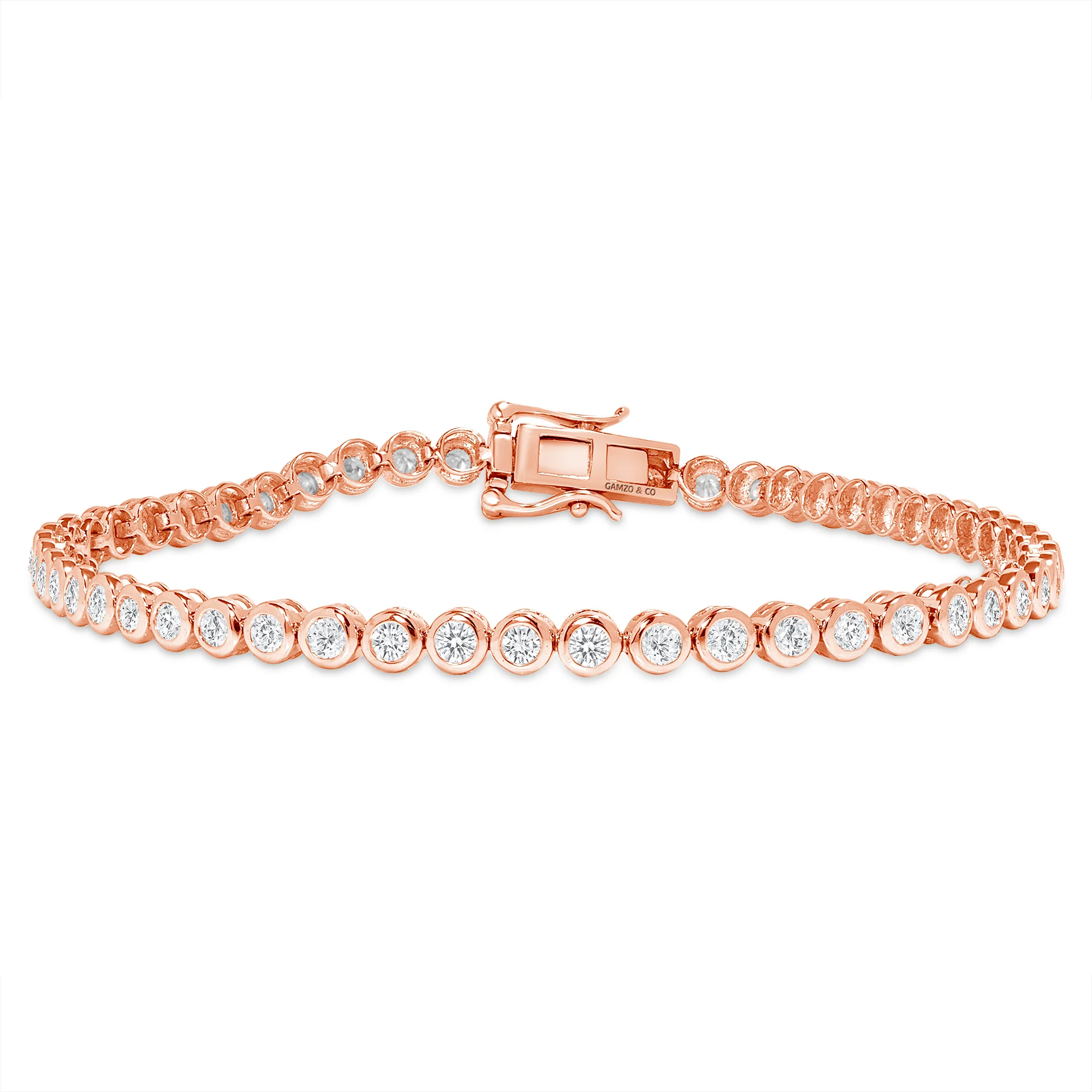 Natural Diamond Tennis Bracelet - Bezel Set - Image 3