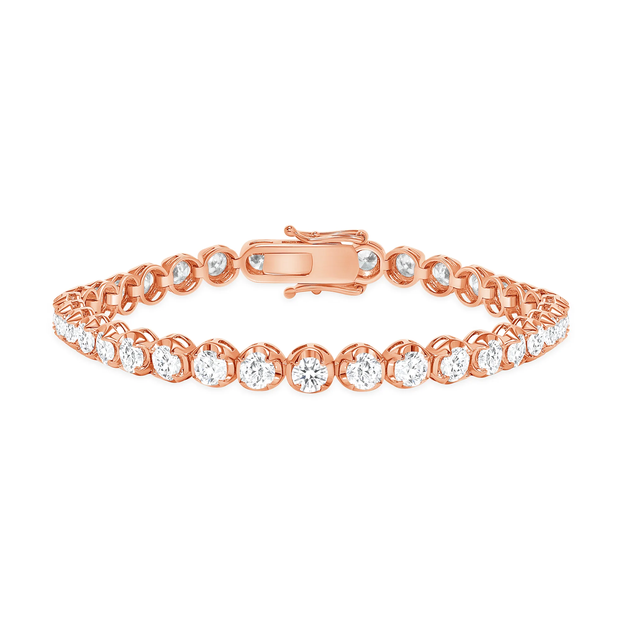 Natural Diamond Tennis Bracelet Illusion Setting - Round Diamonds - Image 3