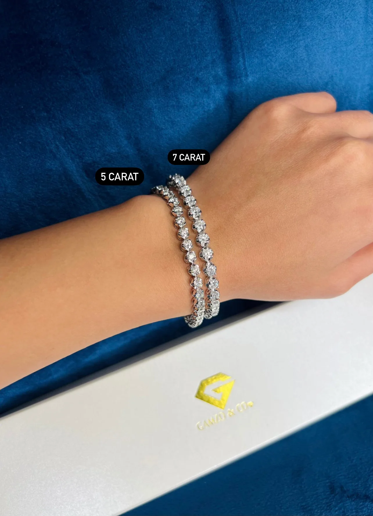 Natural Diamond Tennis Bracelet Illusion Setting - Round Diamonds - Image 5