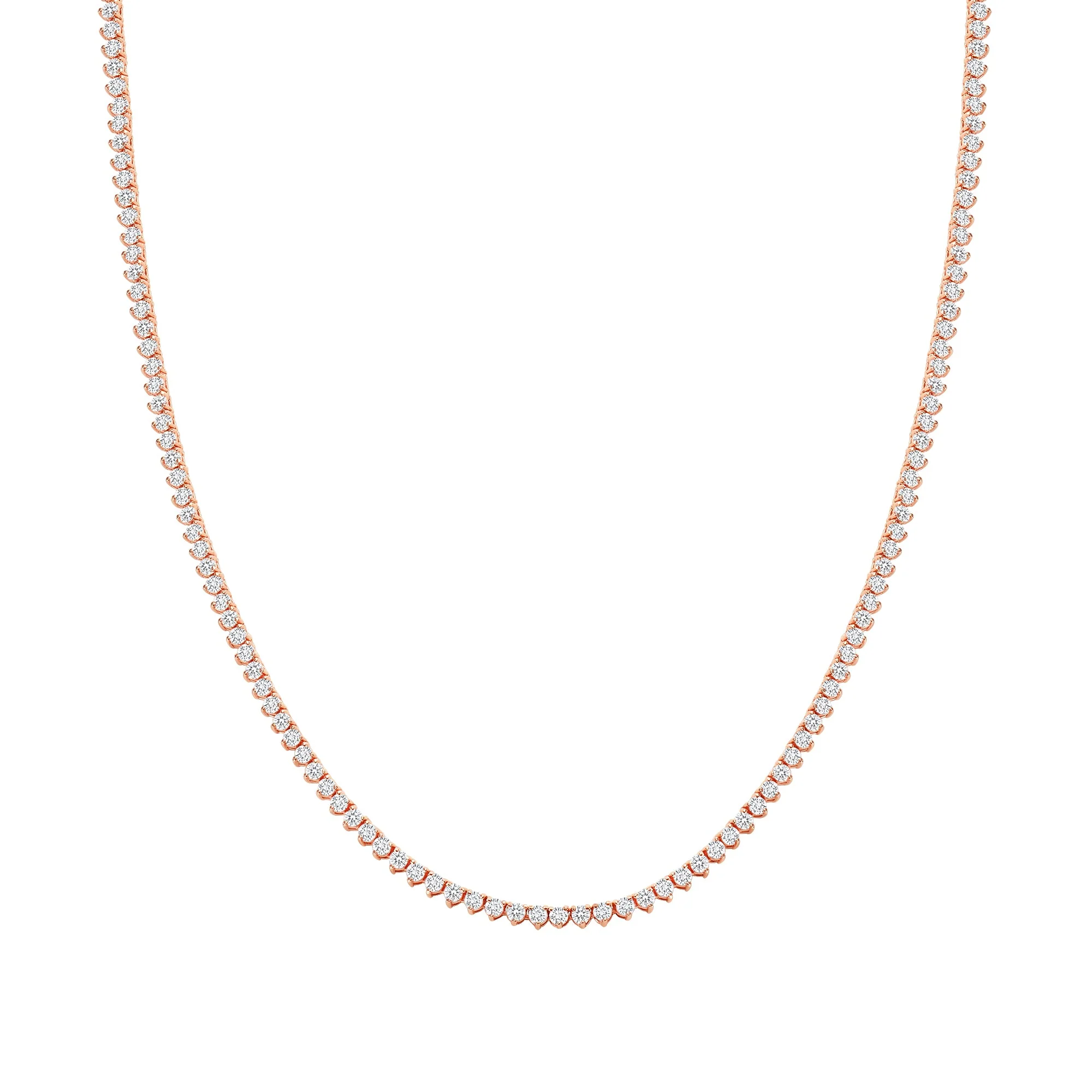 Lab Grown Diamond Tennis Necklace - Three Prong Setting - Image 3