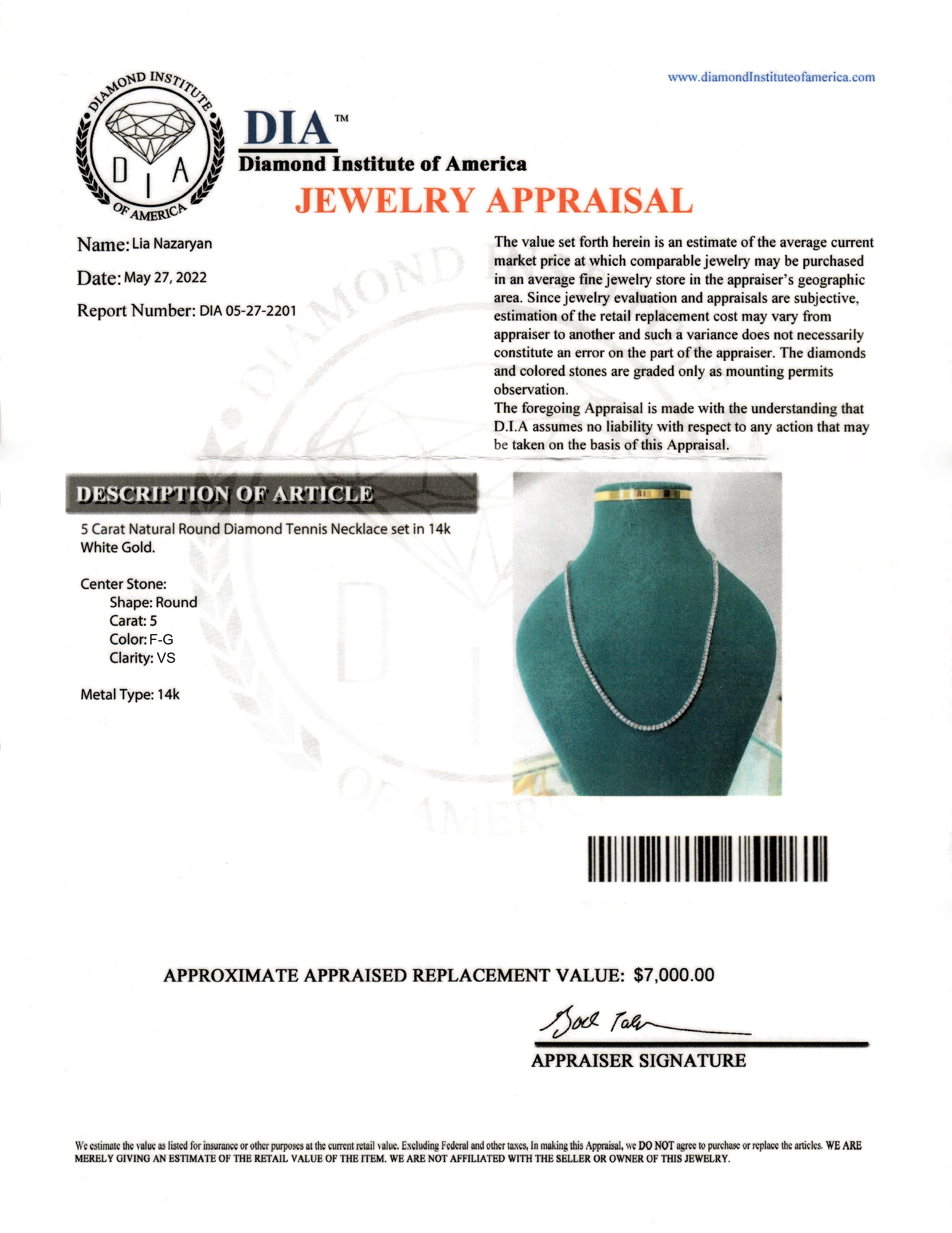 Lab Grown Diamond Tennis Necklace - Three Prong Setting - Image 7