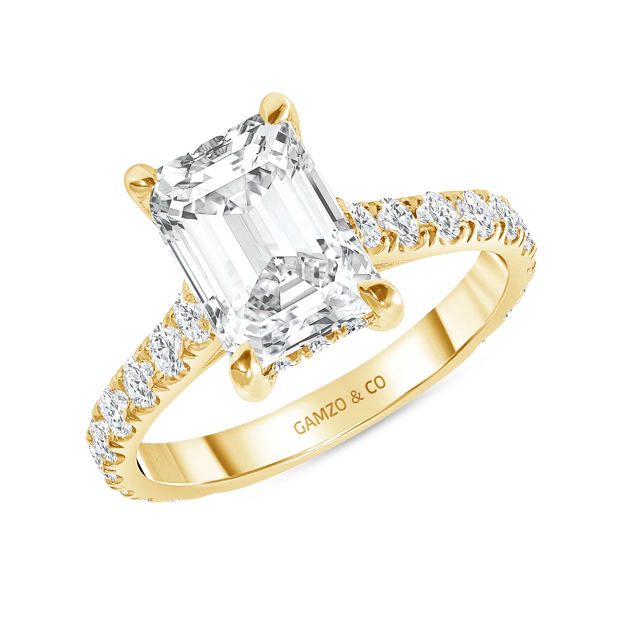 Emerald Cut Natural Diamond Engagement Ring. Hidden Halo Setting (GIA Certified) - Image 4