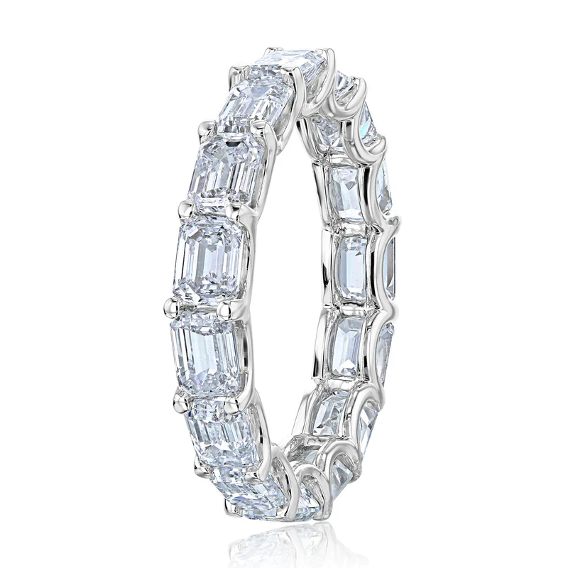 Emerald Cut Natural Diamond Eternity Band, 3 Carat East-West