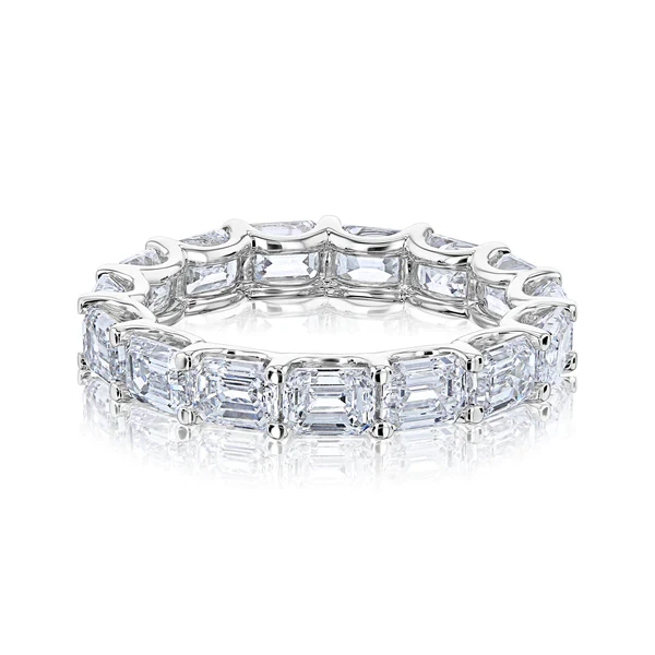 Emerald Cut Natural Diamond Eternity Band, 3 Carat East-West - Image 2