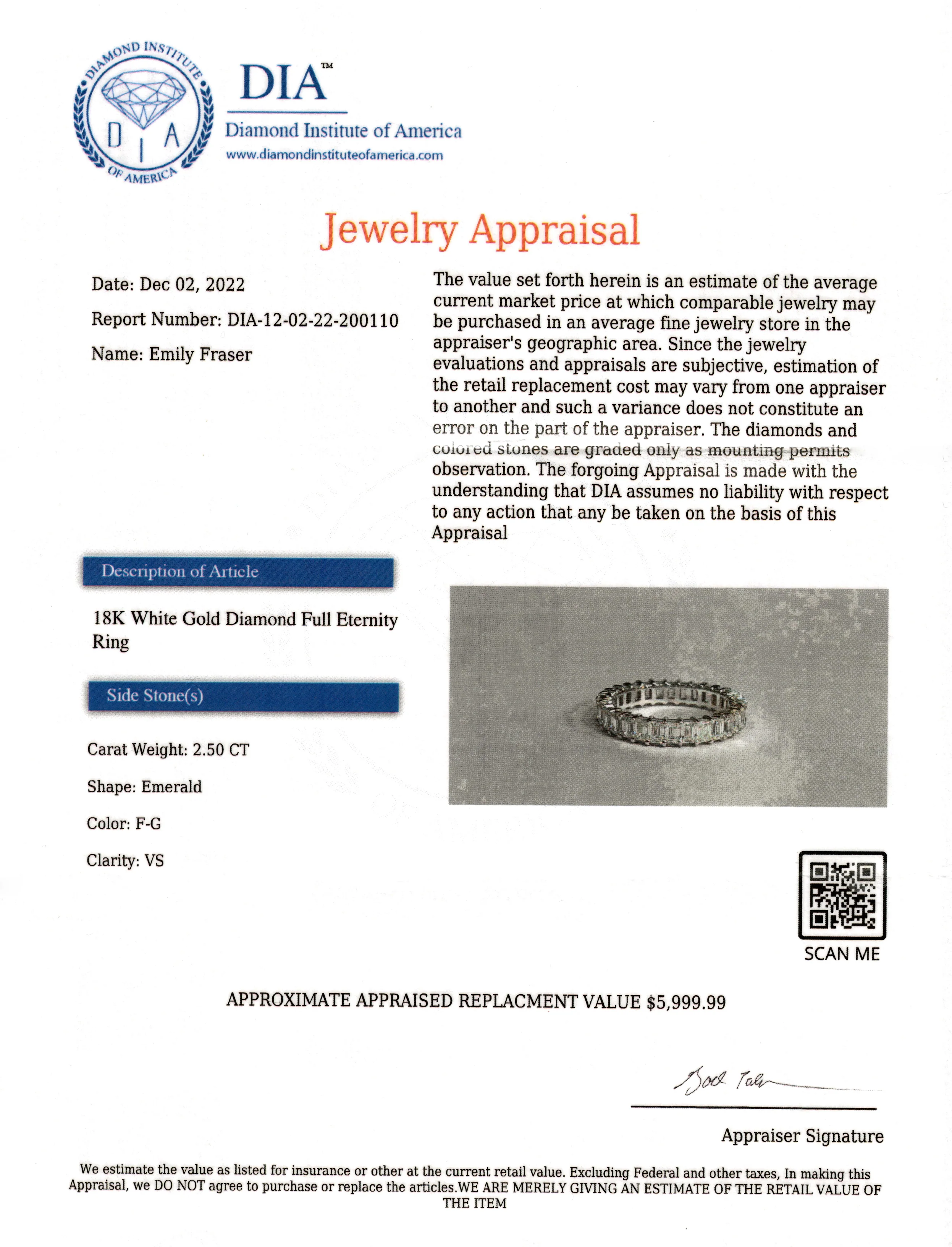 Emerald Cut Natural Diamond Eternity Band - Image 8