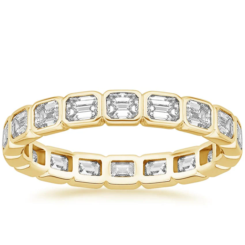 Emerald Cut Natural Diamond Eternity Band, Bezel Set - Image 2