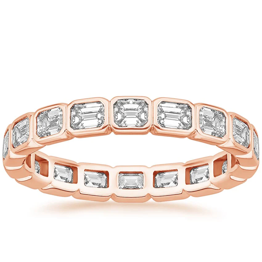 Emerald Cut Natural Diamond Eternity Band, Bezel Set - Image 4