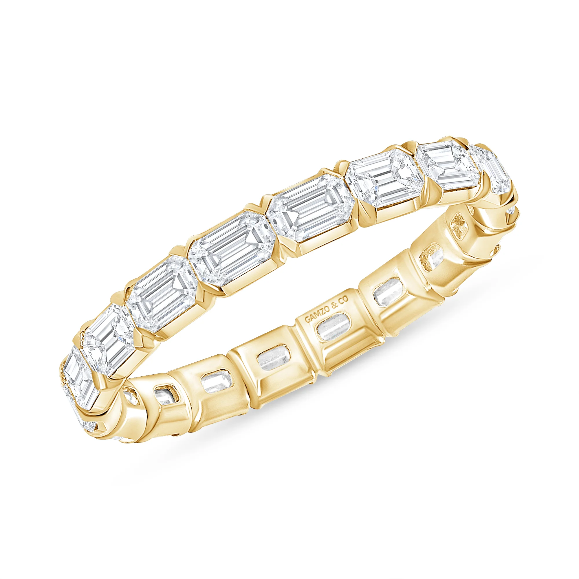 Emerald Cut Natural Diamond Eternity Band. East-West - Image 2