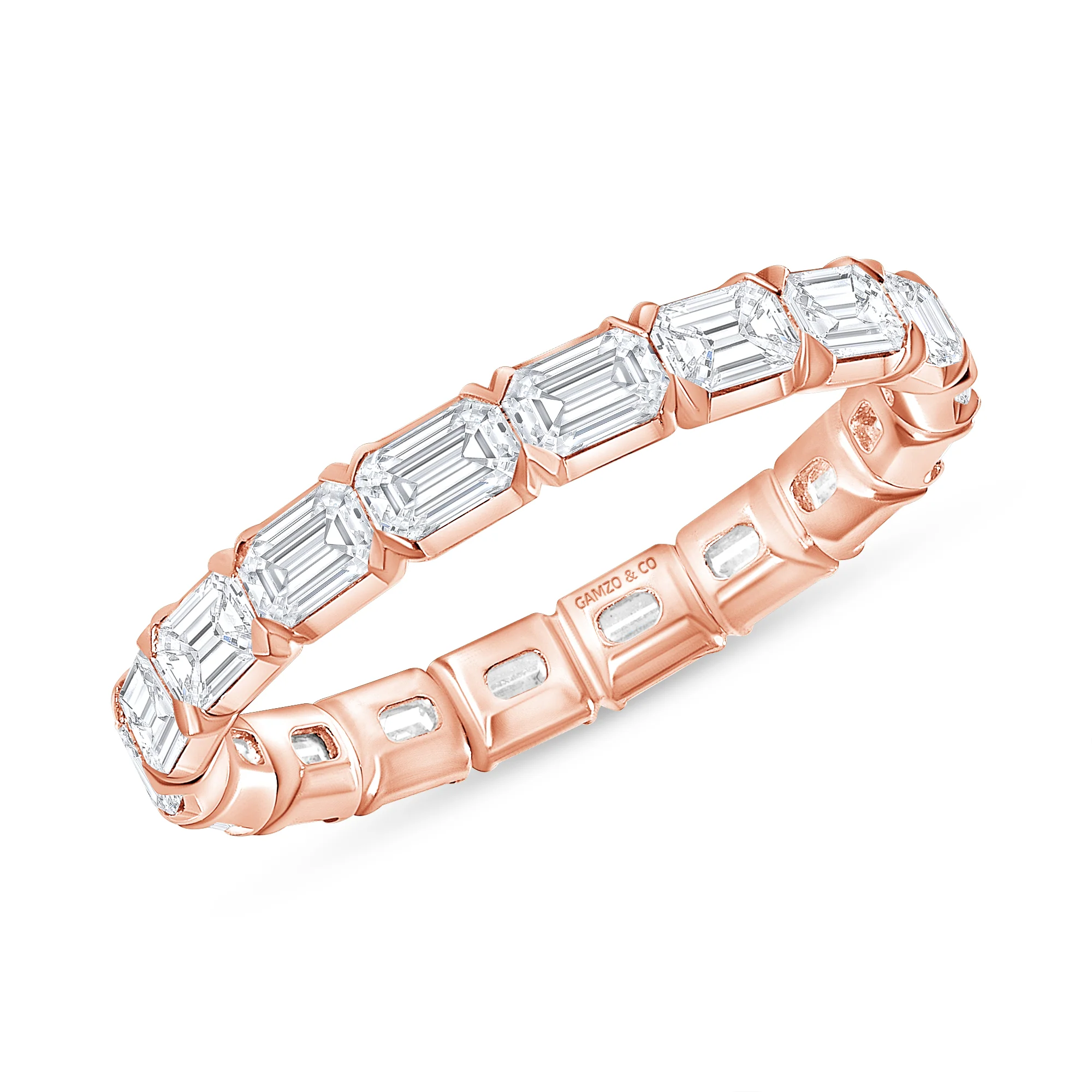 Emerald Cut Natural Diamond Eternity Band. East-West - Image 3