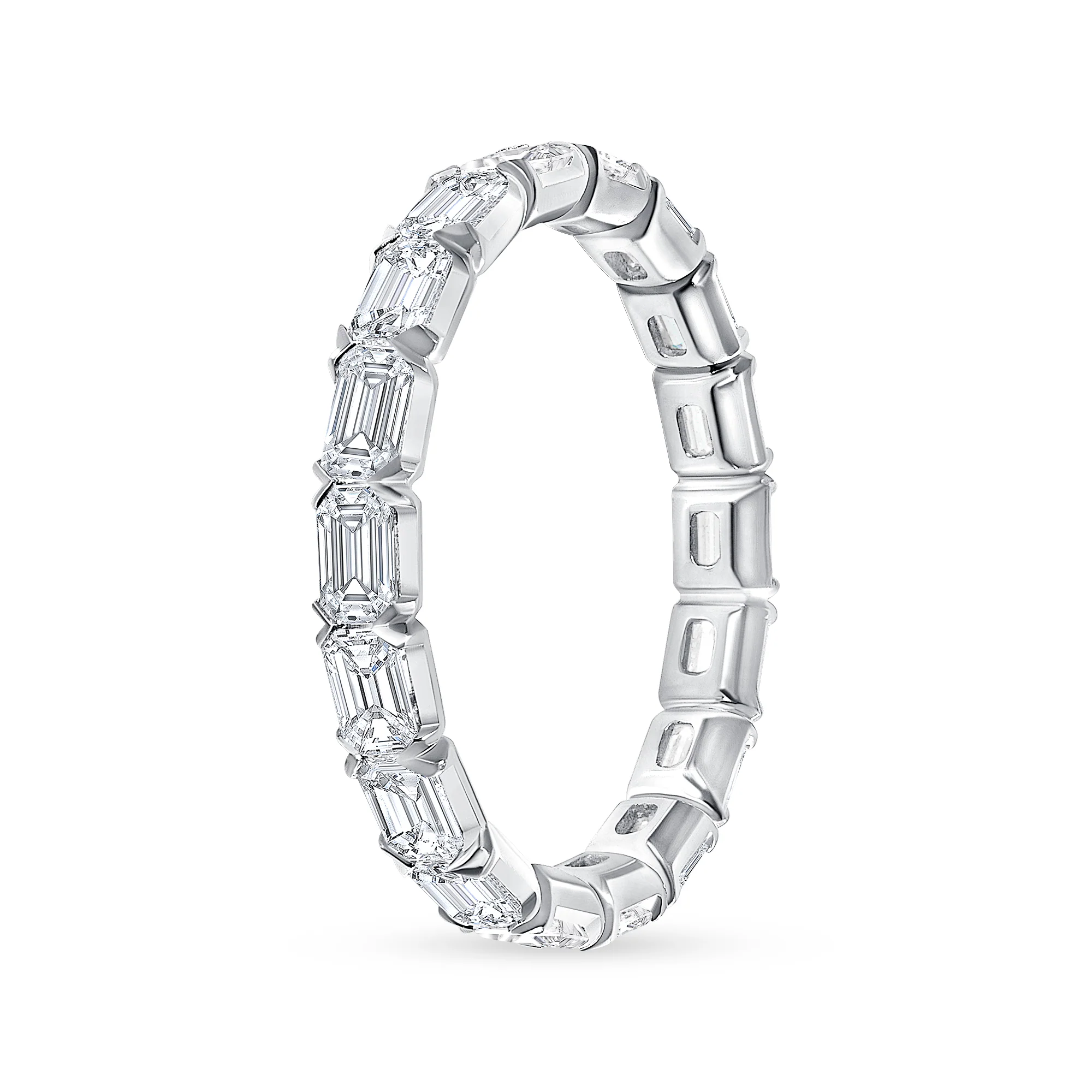 Emerald Cut Natural Diamond Eternity Band. East-West - Image 4