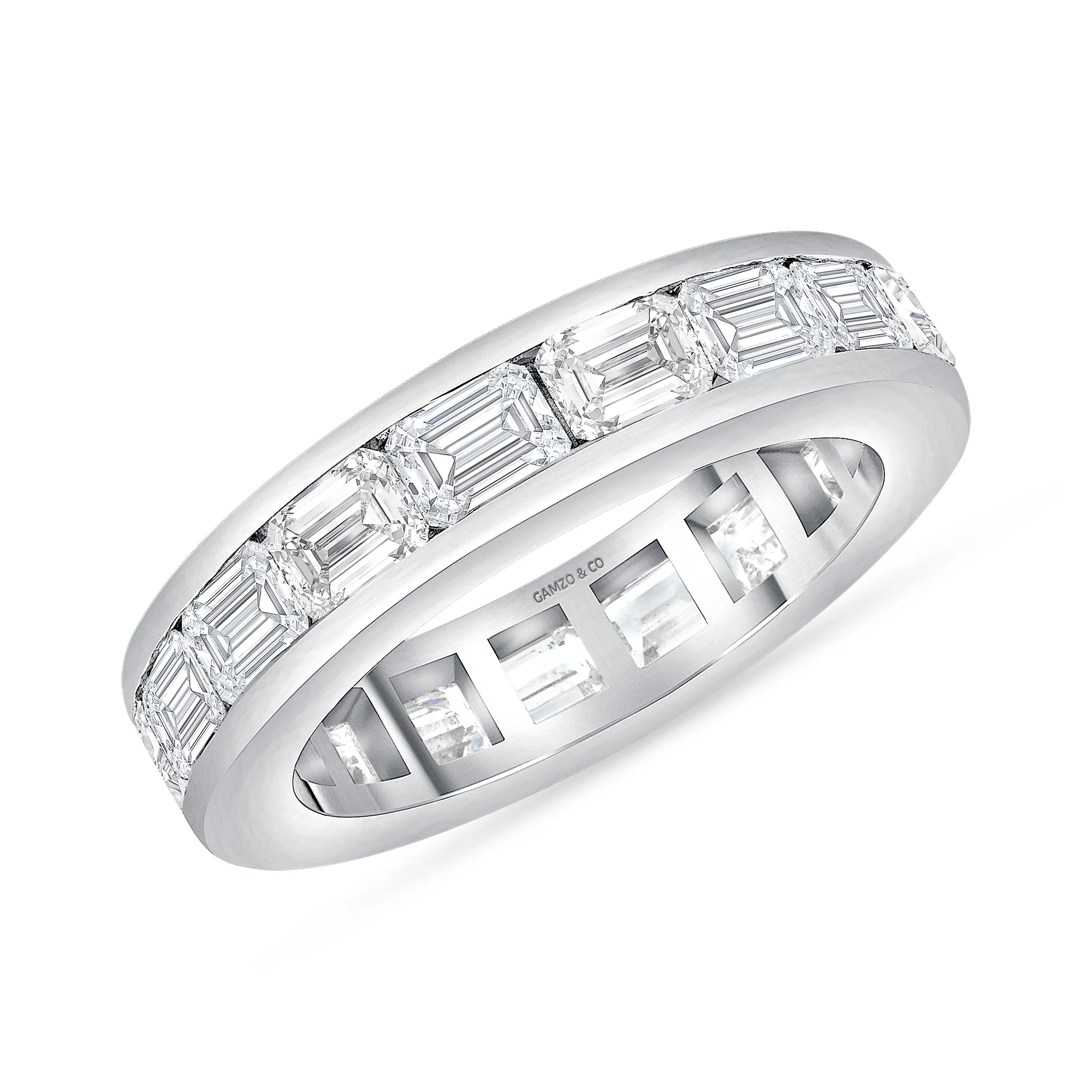 Emerald Cut Natural Diamond Eternity Band - East West Channel Set - Image 3