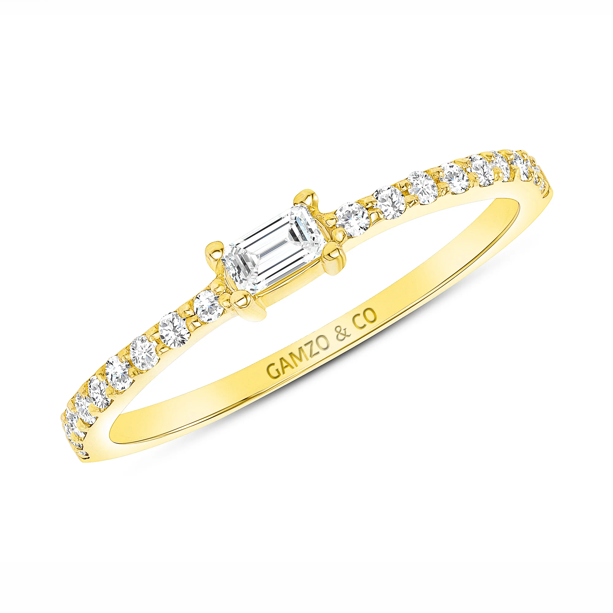 Emerald Diamond Center Stone Diamond Band - Image 2