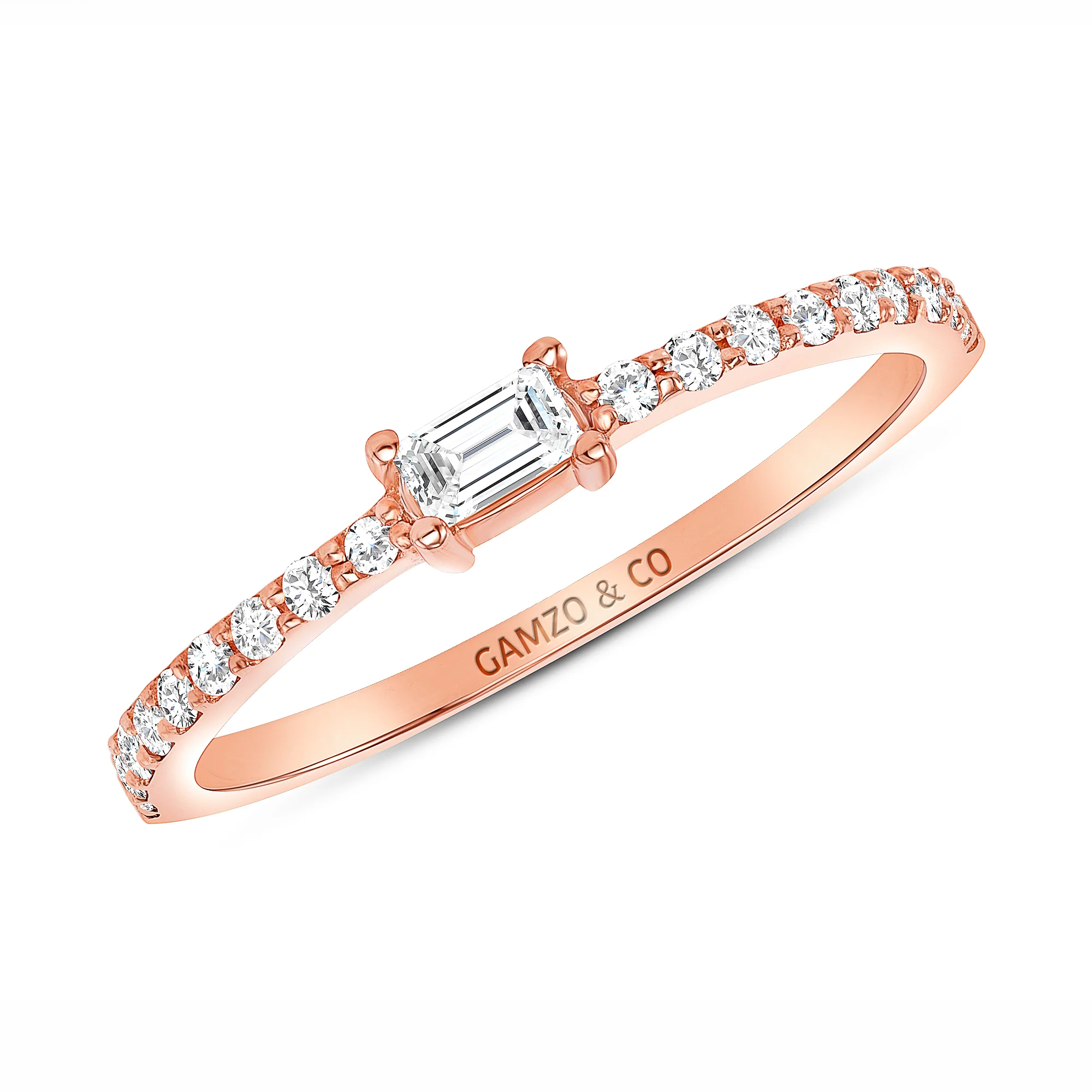 Emerald Diamond Center Stone Diamond Band - Image 3