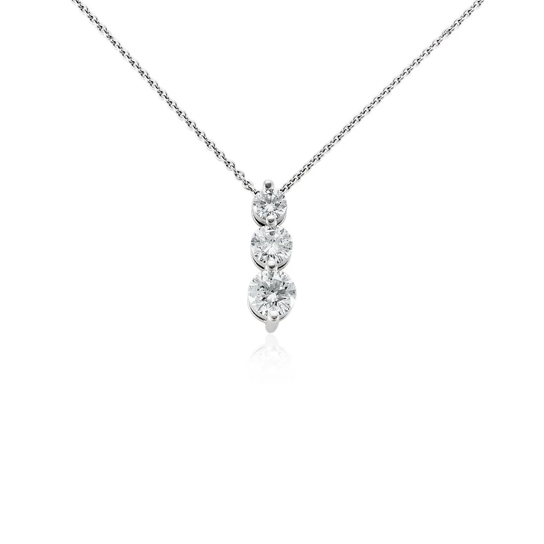 Graduated Diamond Pendant, Round Diamond Necklace, 1 Carat 3 Stone Necklace