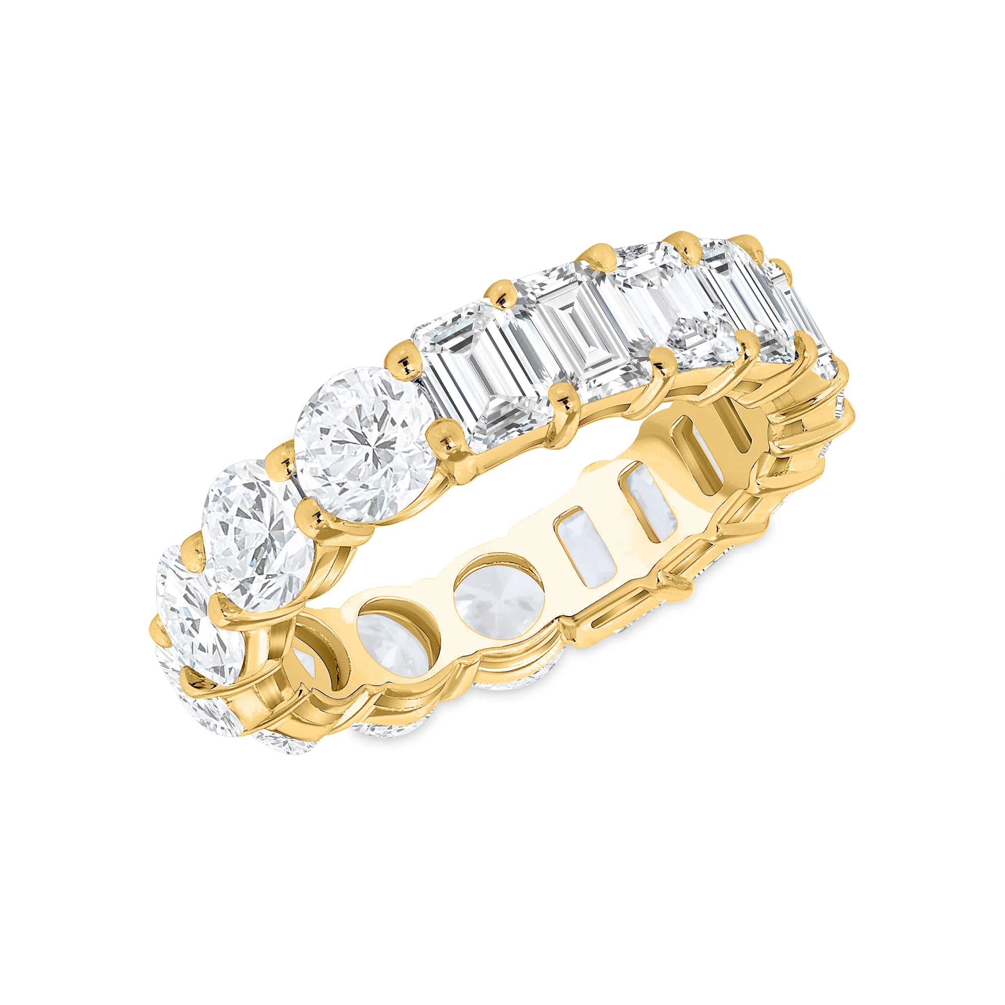 Half Round Half Emerald Natural Diamond Eternity Band - Image 3