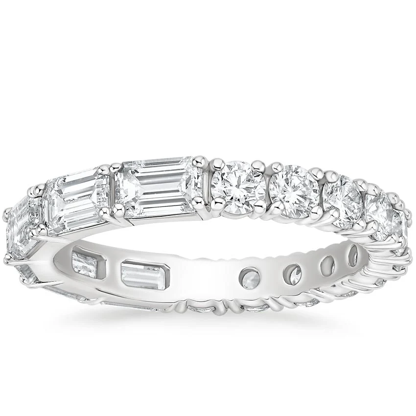 Half Round Half Emerald Natural Diamond Eternity Band - Image 5