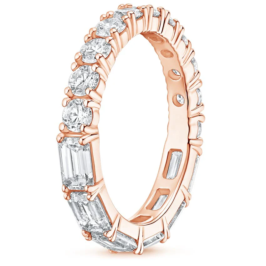 Half Round Half Emerald Natural Diamond Eternity Band - Image 8